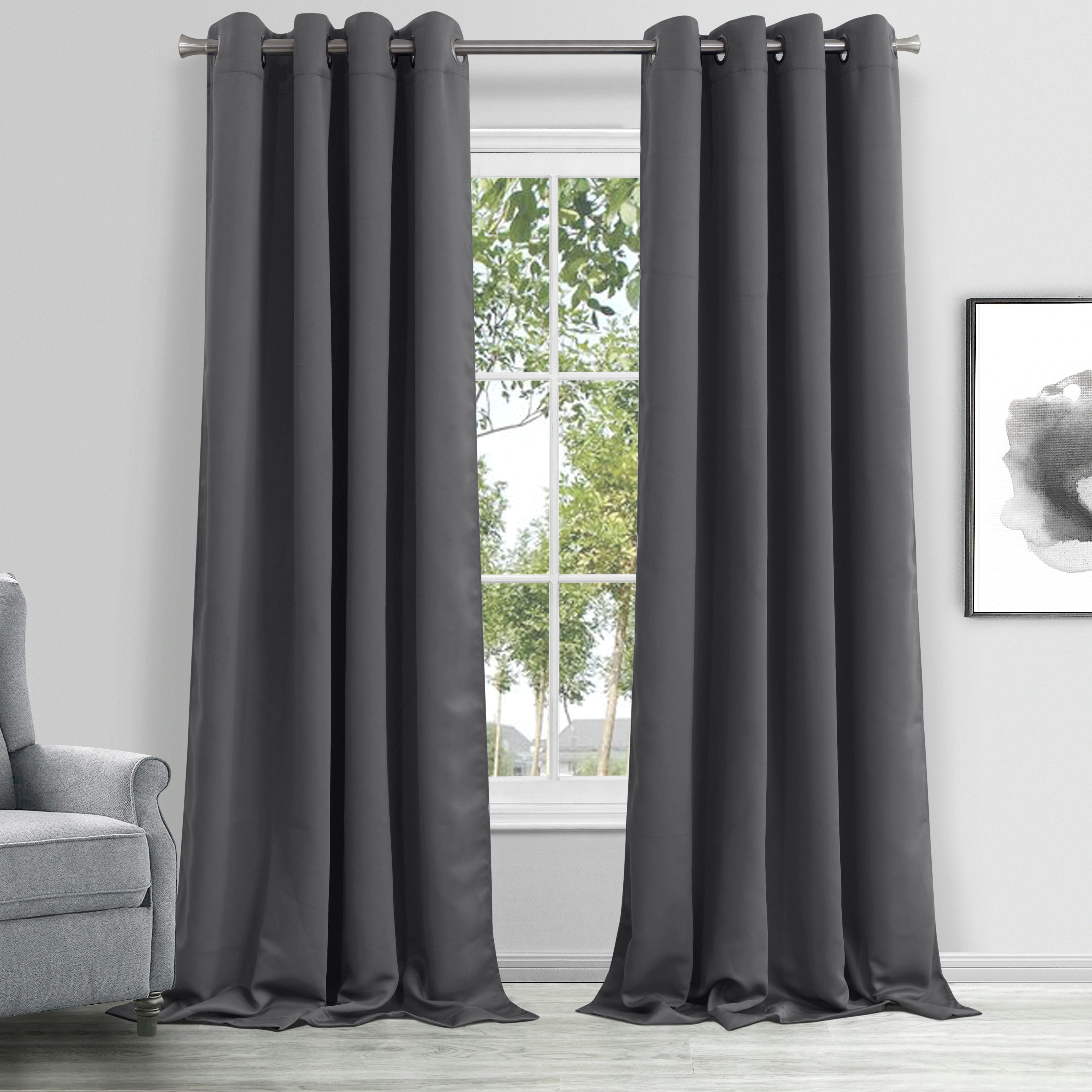  Dainty Home Hamden Blackout Curtain Panel - Charcoal - Bonton