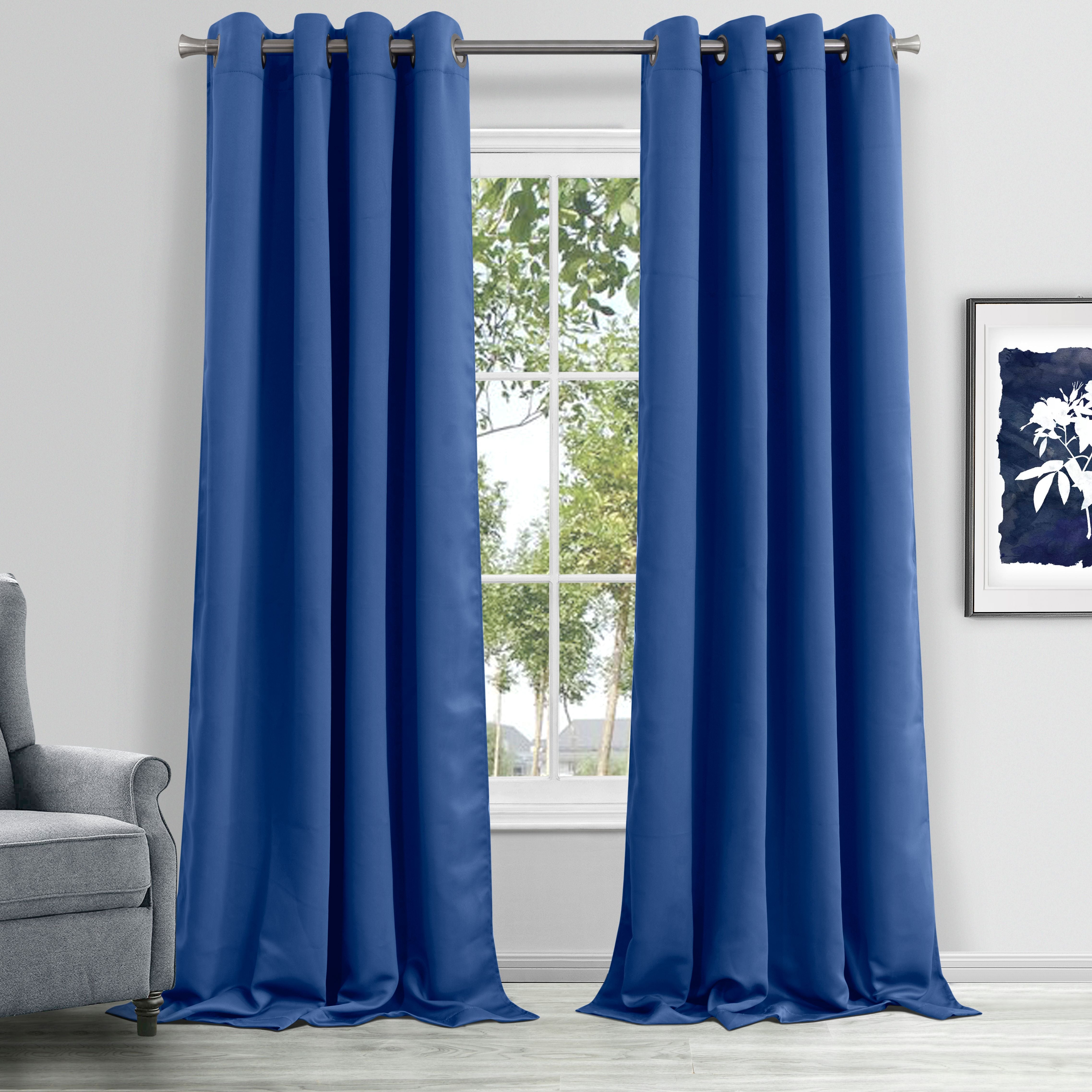  Dainty Home Hamden Blackout Curtain Panel - Navy - Bonton