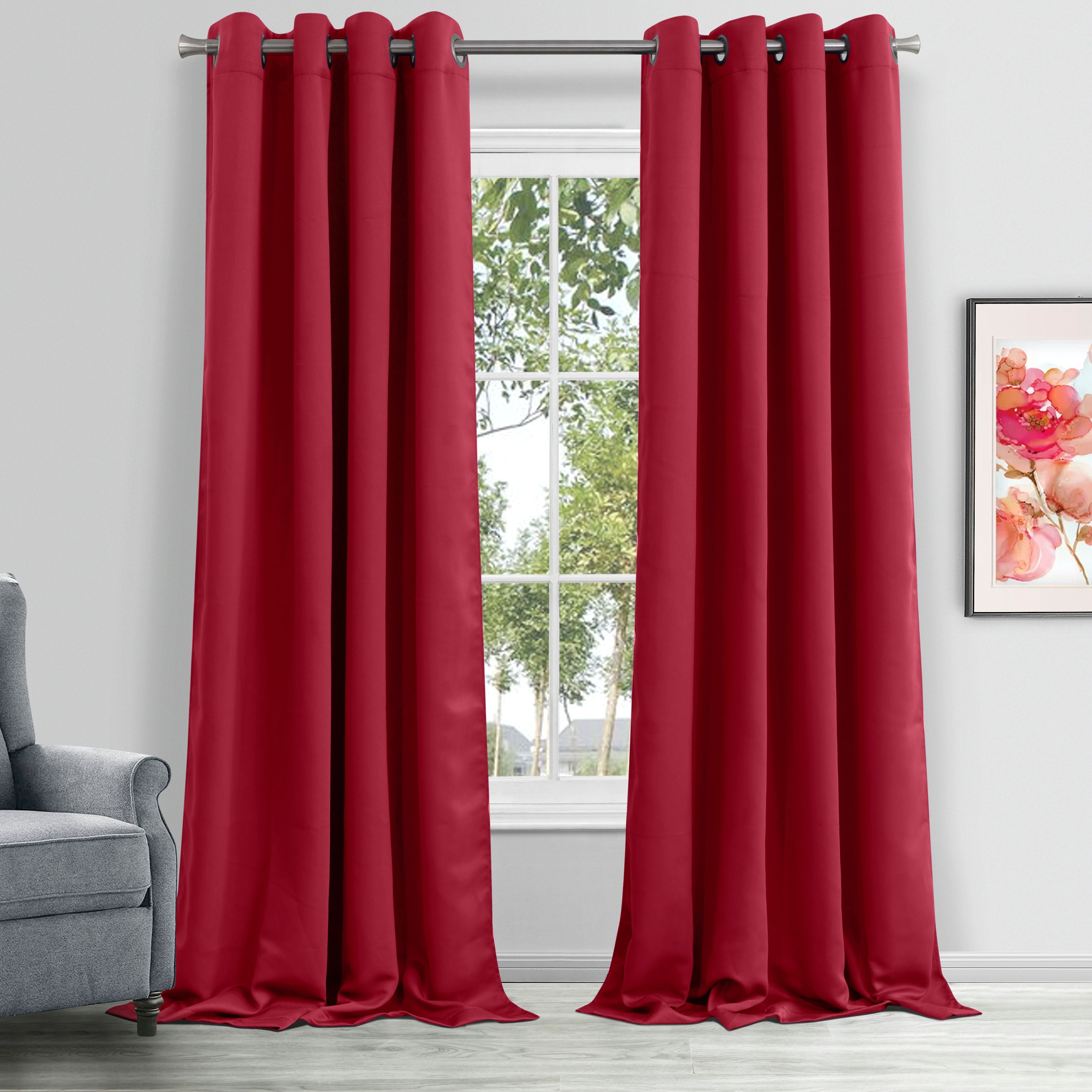  Dainty Home Hamden Blackout Curtain Panel - Red - Bonton