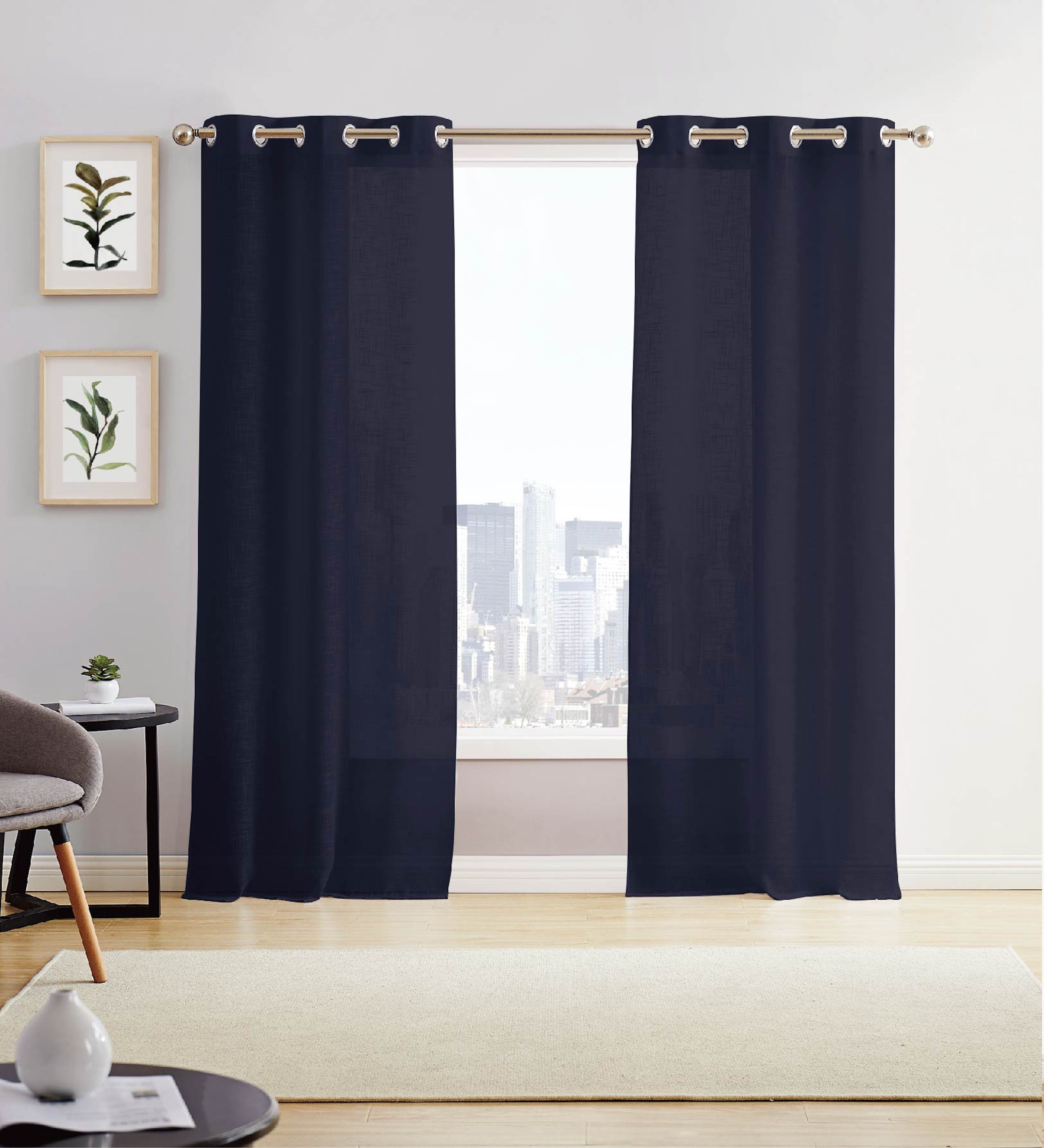  Dainty Home Hannah Curtain Panel Pair - Navy - Bonton