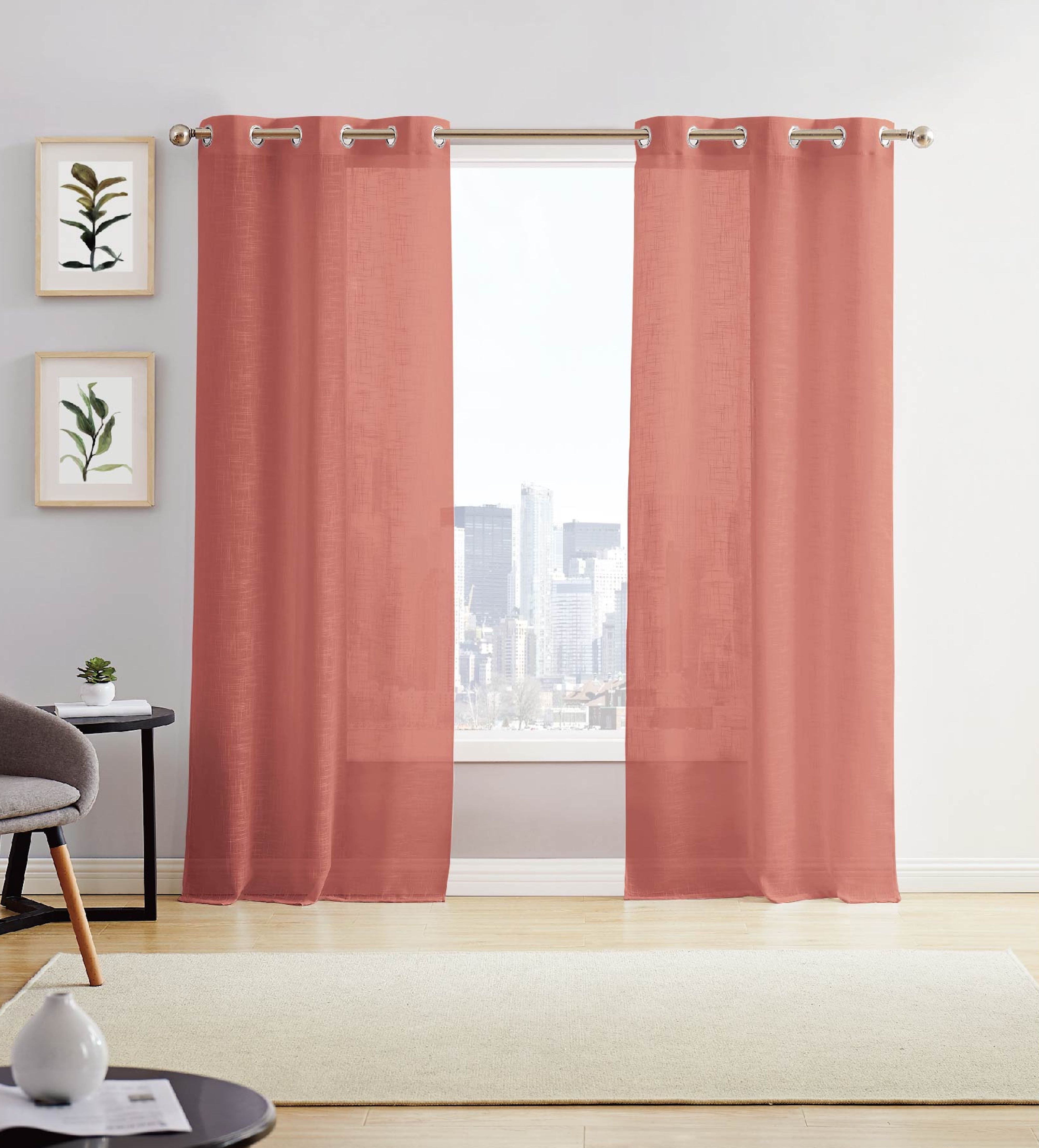  Dainty Home Hannah Curtain Panel Pair - Spice - Bonton