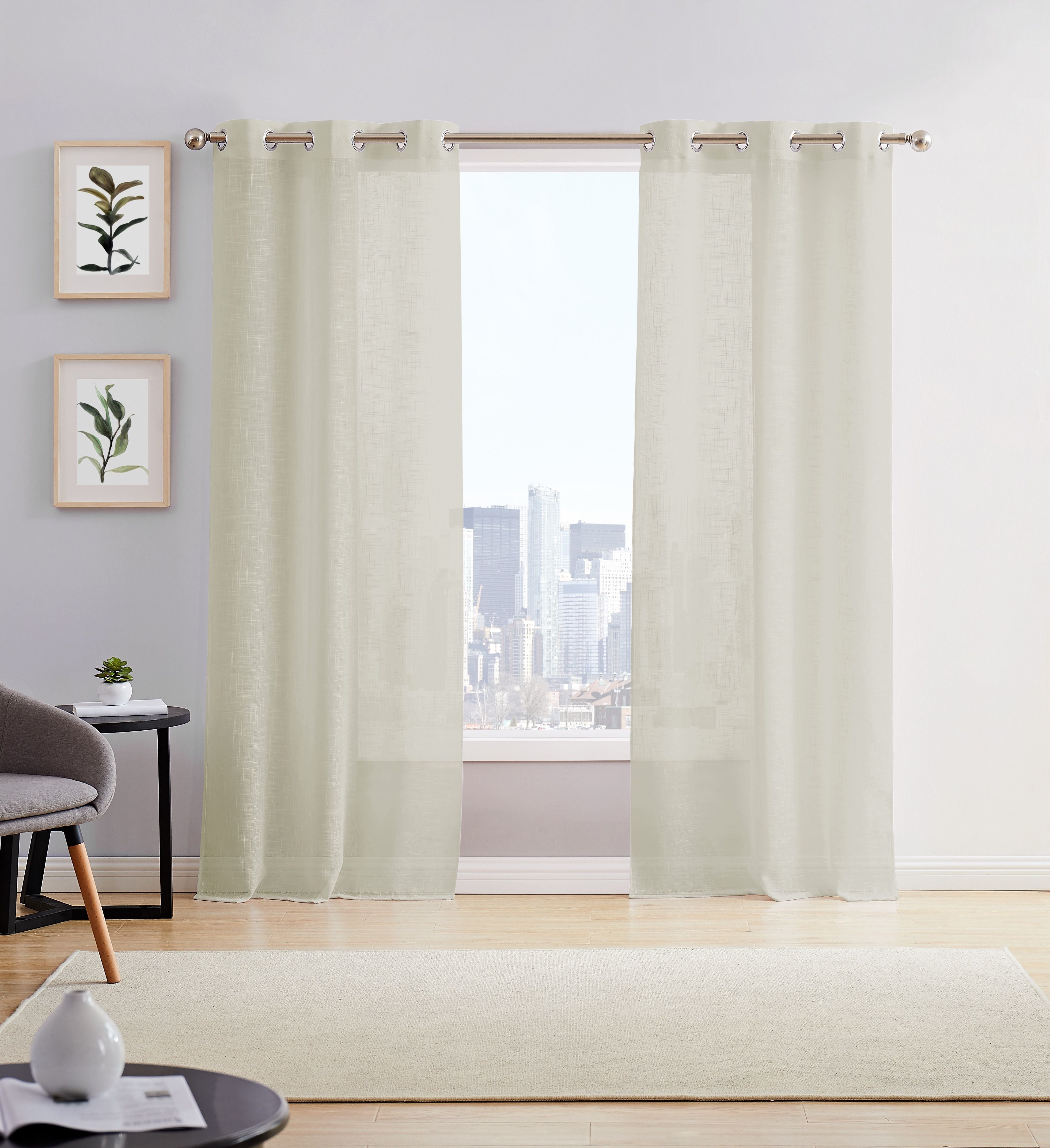  Dainty Home Hannah Curtain Panel Pair - Taupe - Bonton