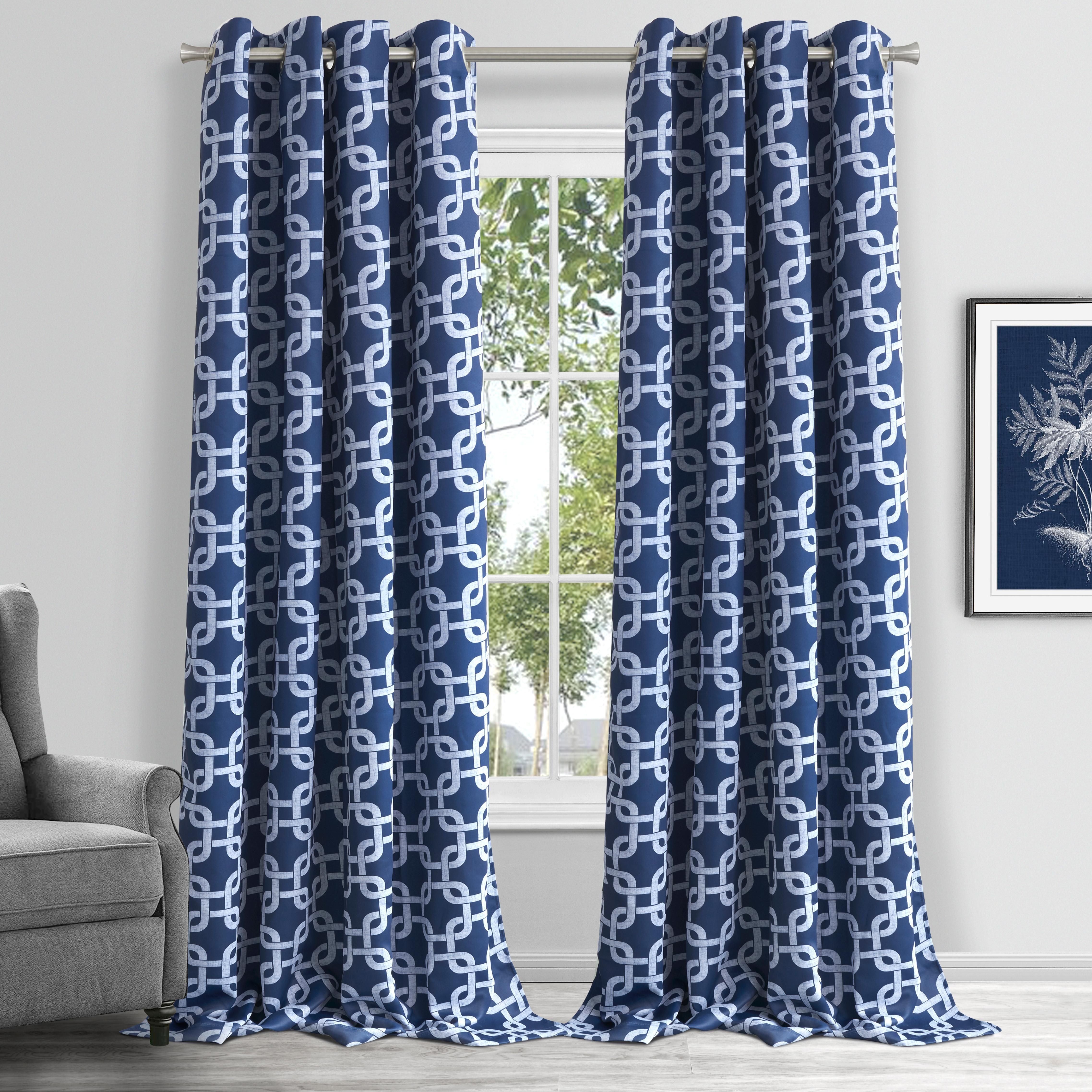  Dainty Home Interlock Curtain Blackout Panel - Navy - Bonton