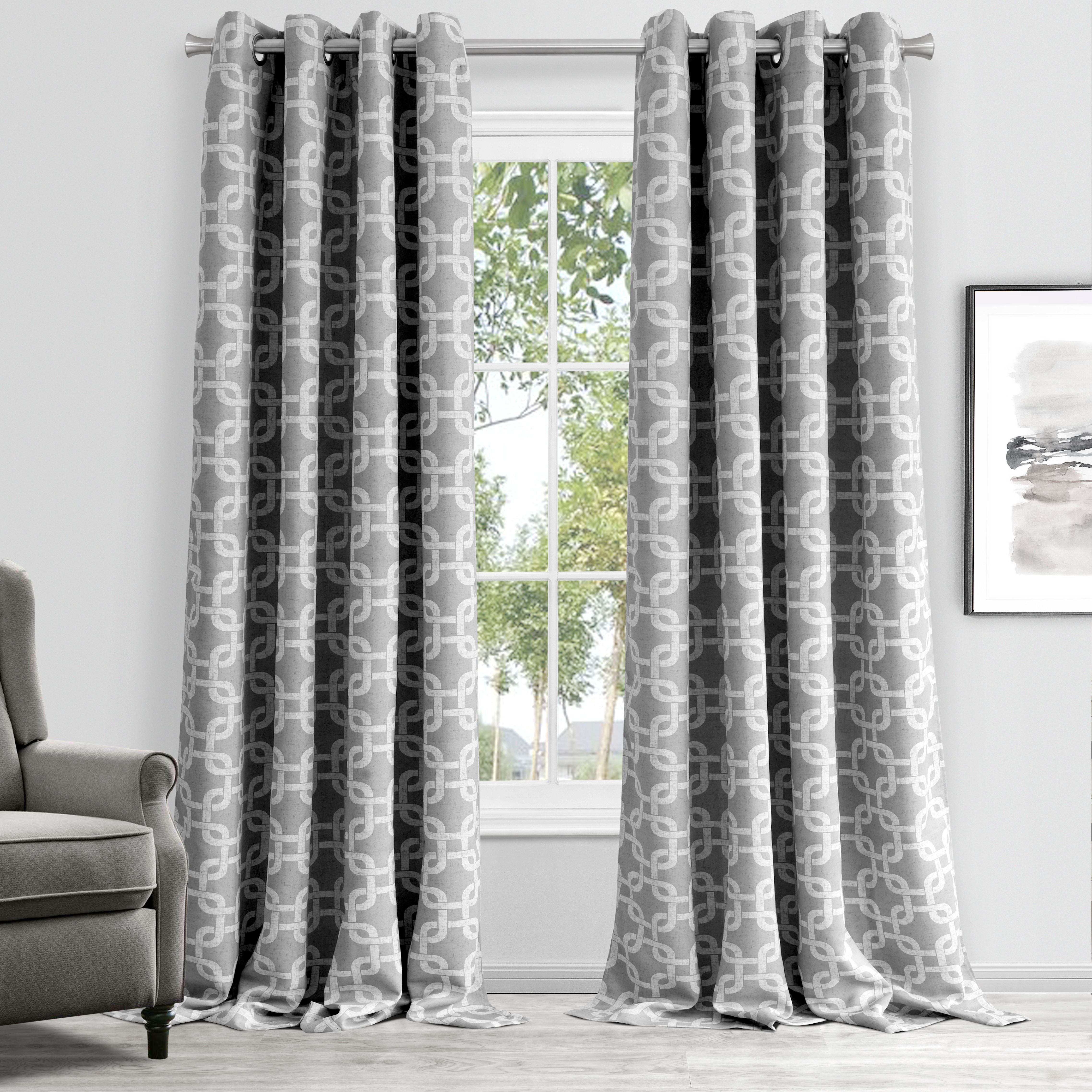  Dainty Home Interlock Curtain Blackout Panel - Silver - Bonton