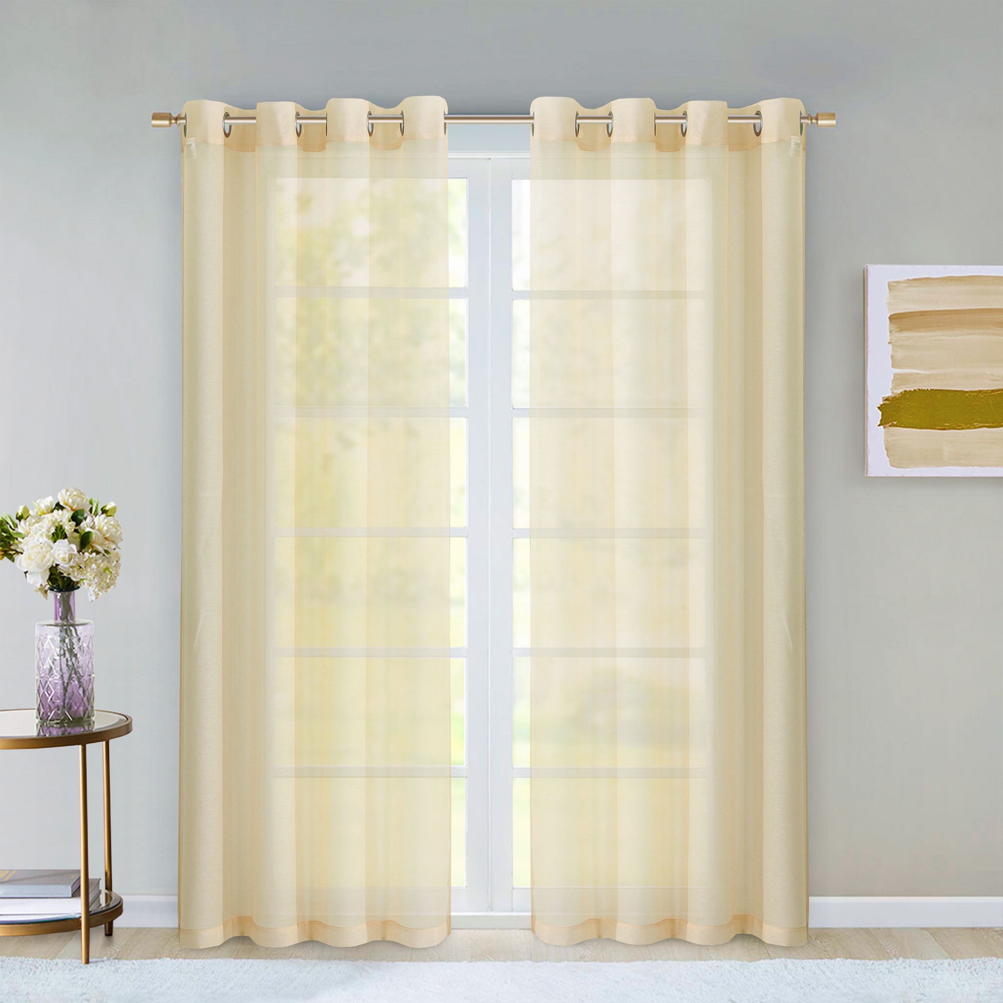  Dainty Home Malibu Curtain Panel Pair - Beige - Bonton