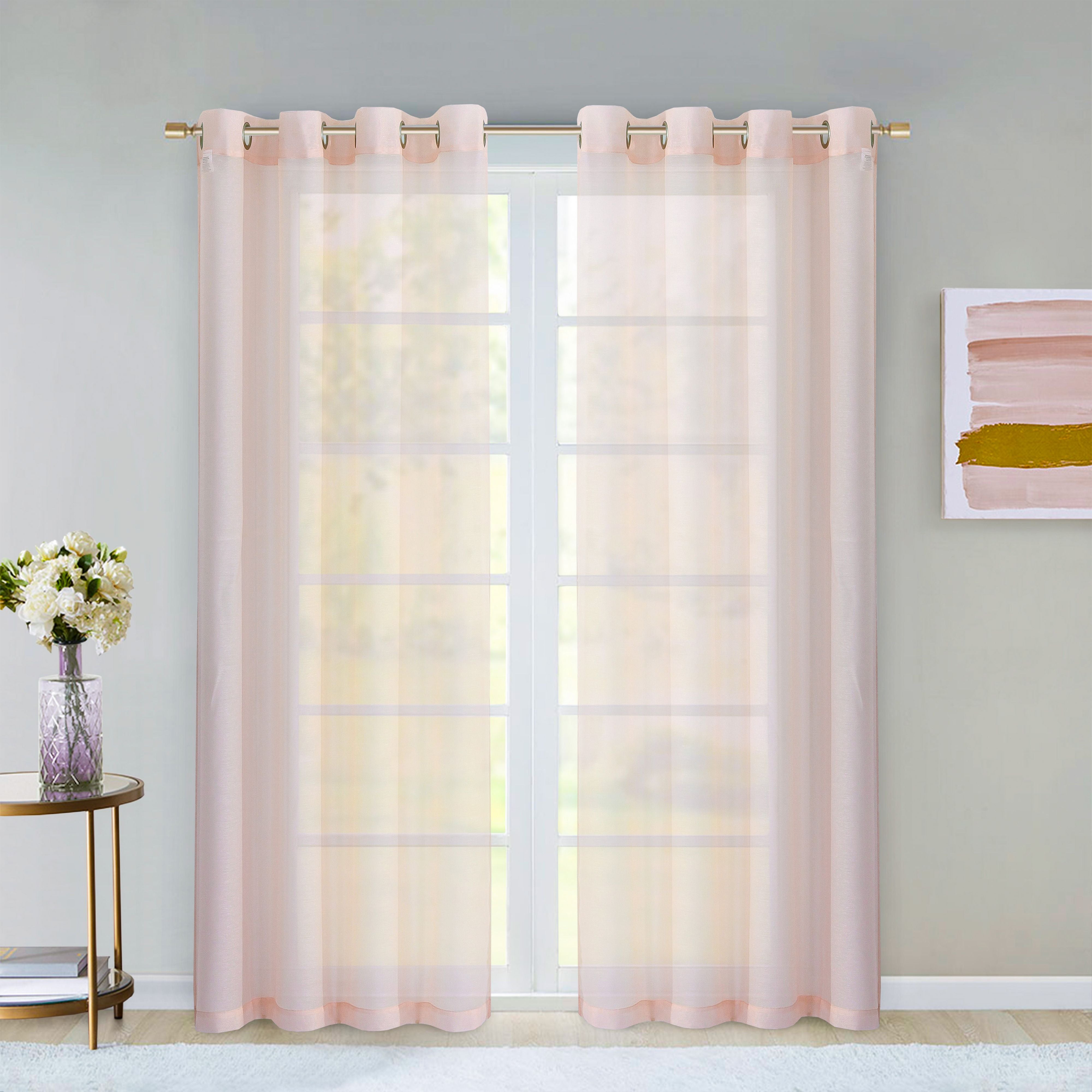  Dainty Home Malibu Curtain Panel Pair - Blush - Bonton