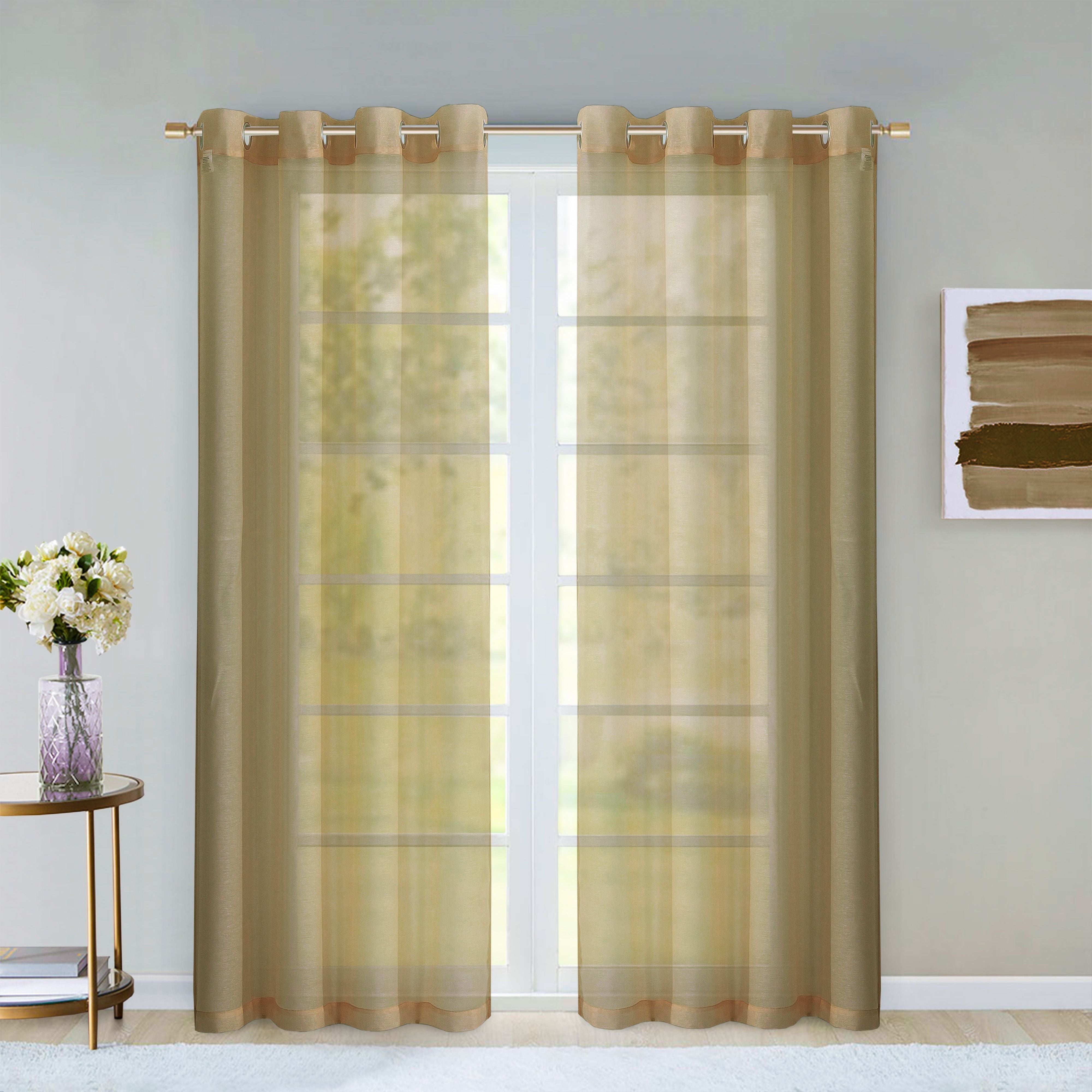  Dainty Home Malibu Curtain Panel Pair - Coffee - Bonton