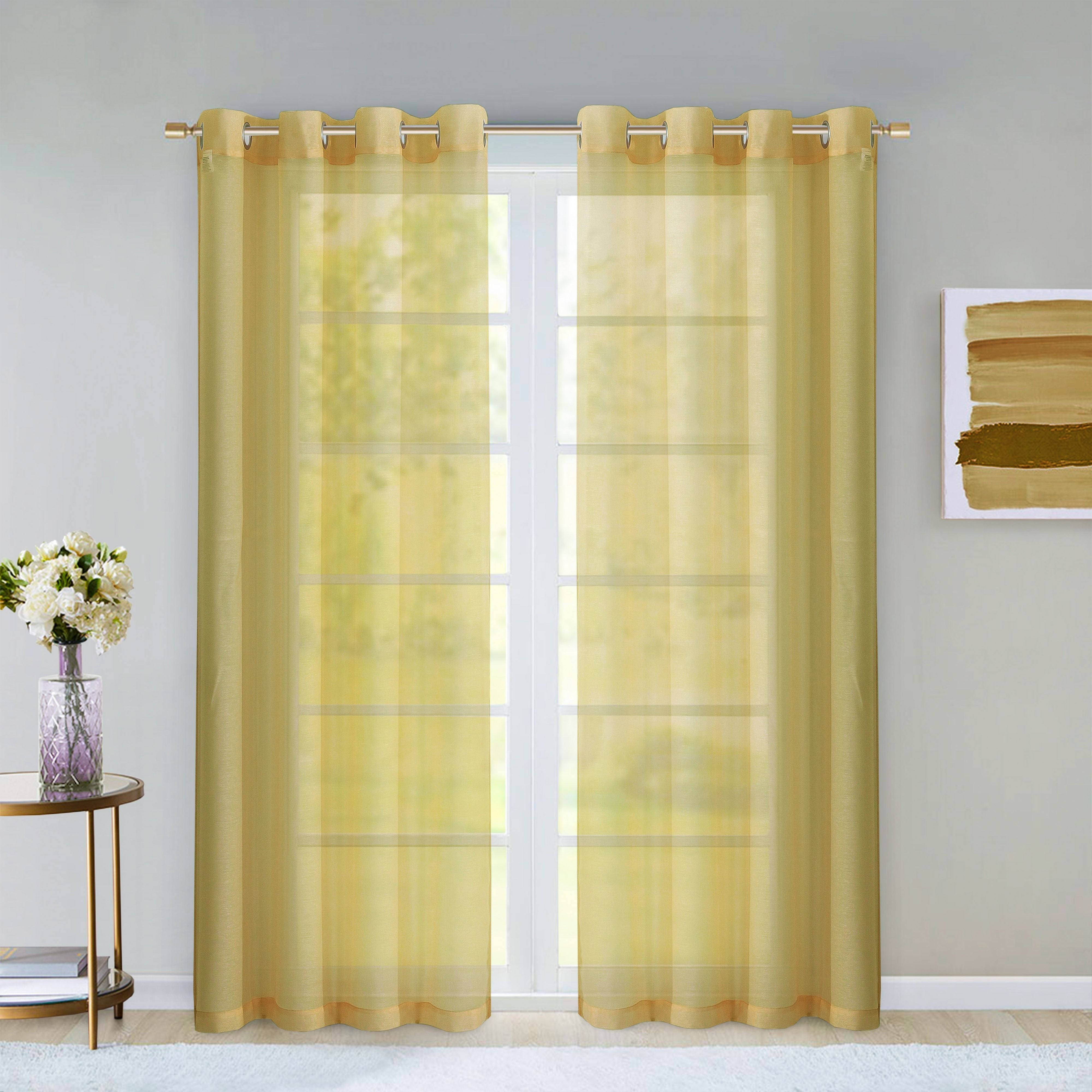  Dainty Home Malibu Curtain Panel Pair - Gold - Bonton