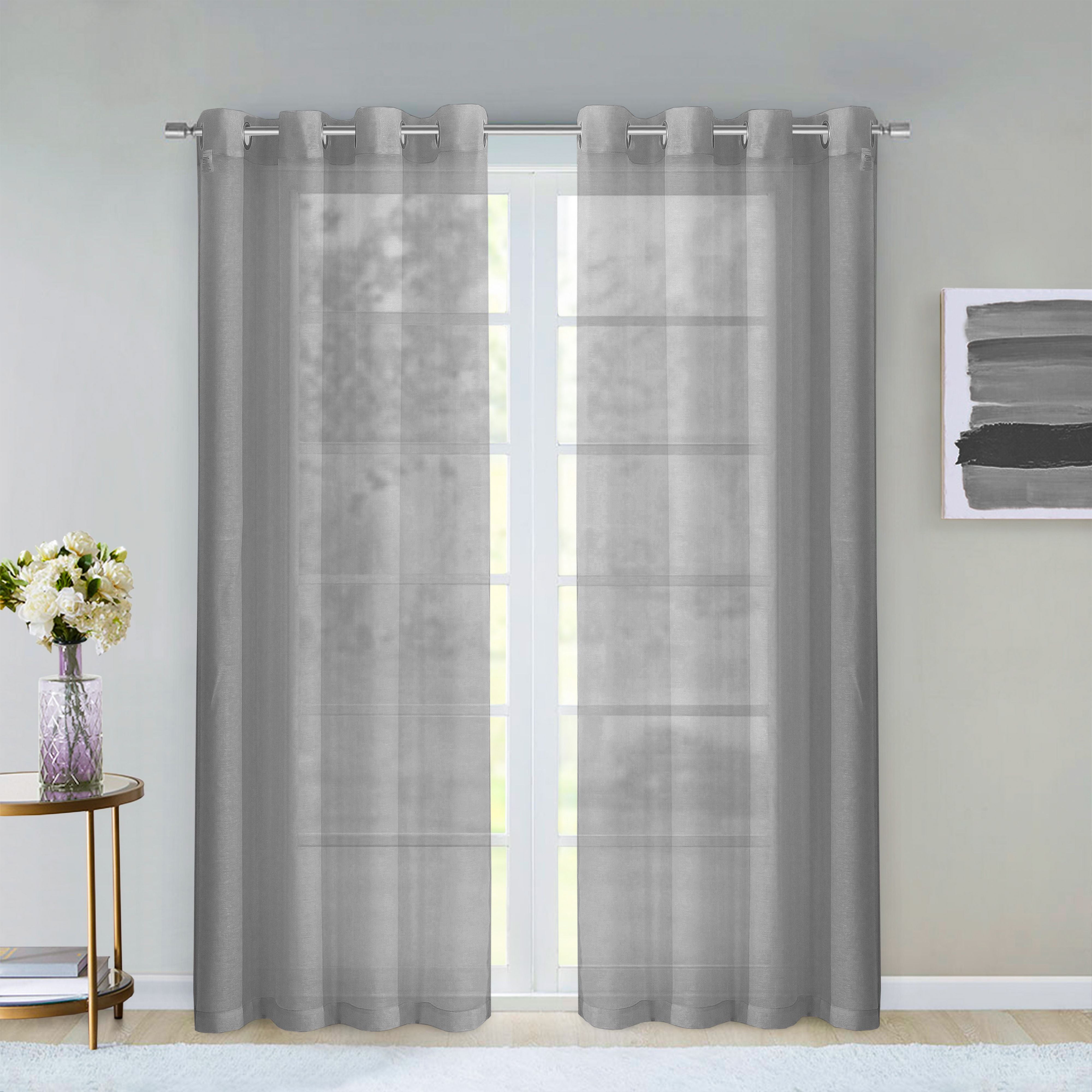  Dainty Home Malibu Curtain Panel Pair - Silver - Bonton