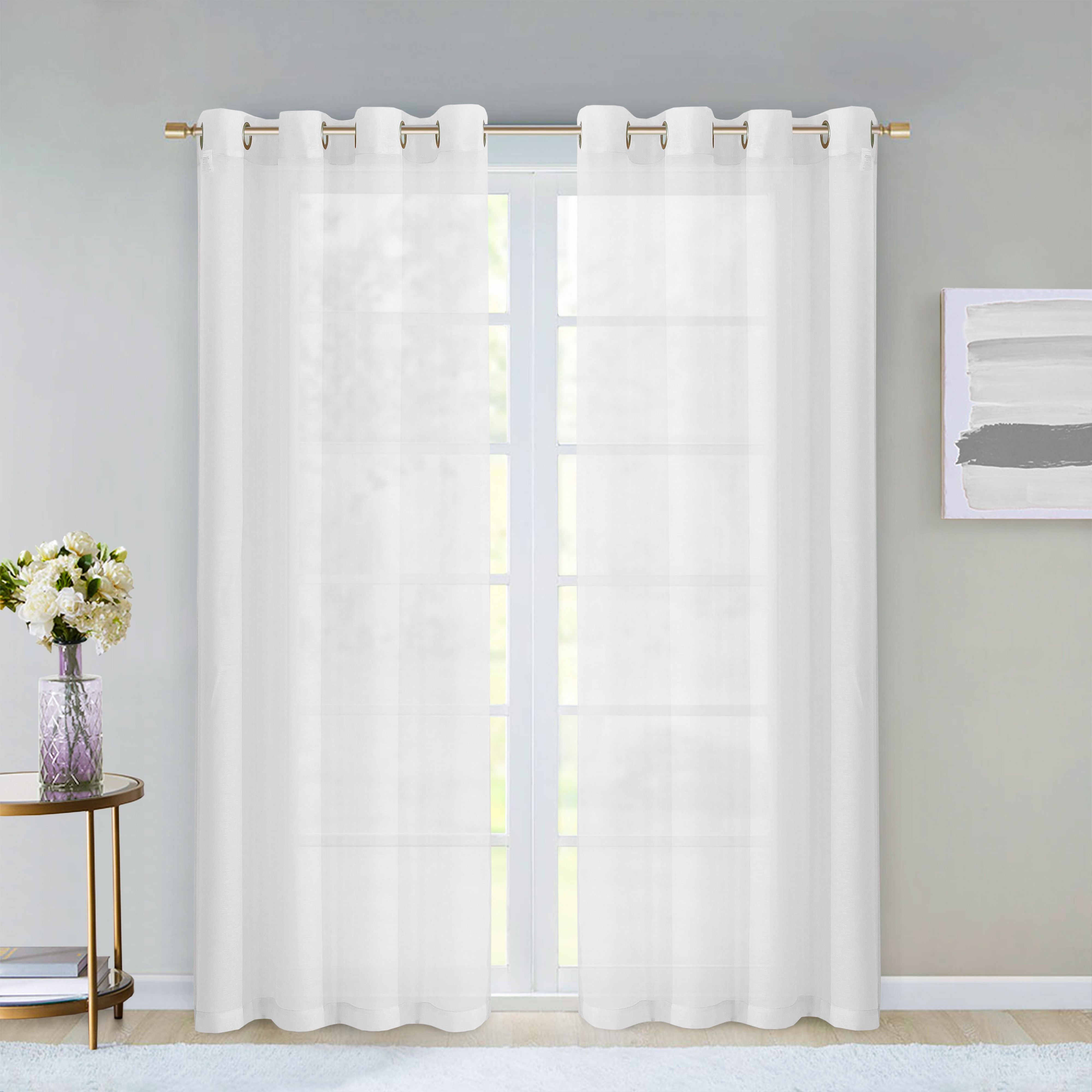  Dainty Home Malibu Curtain Panel Pair - White - Bonton