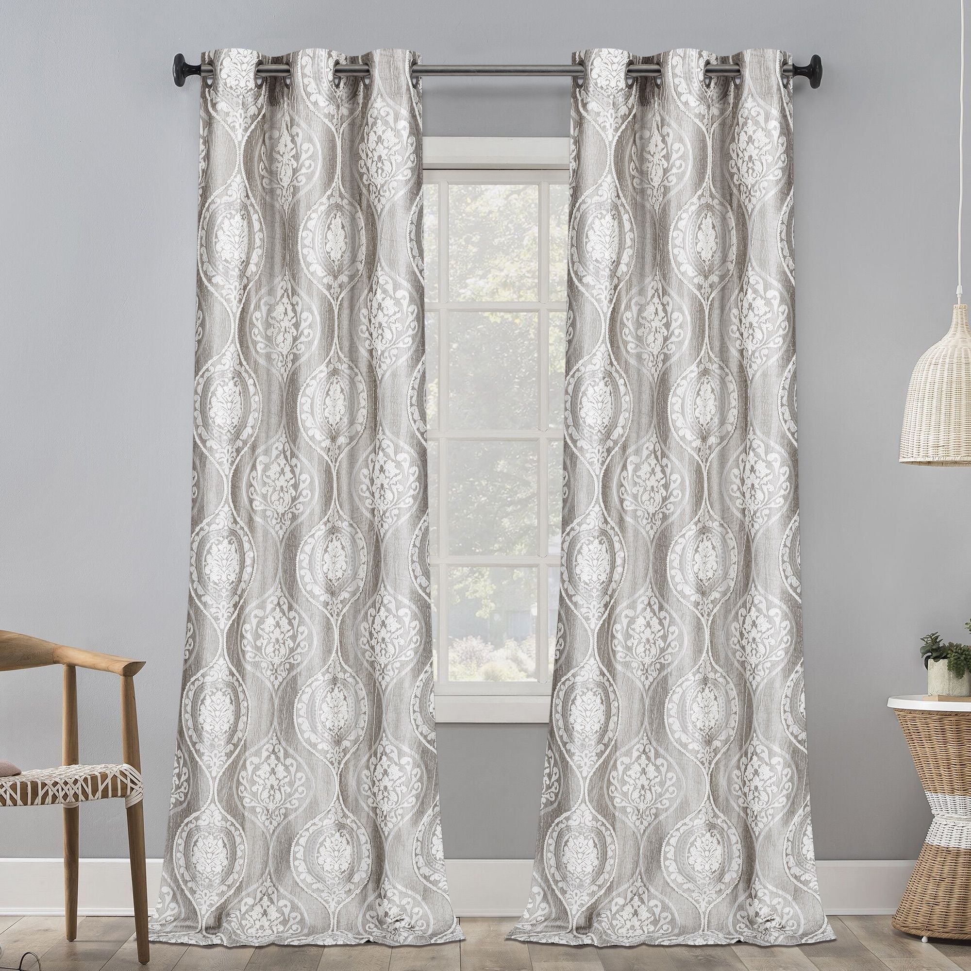  Dainty Home Monaco Curtain Panel Pair - Silver - Bonton