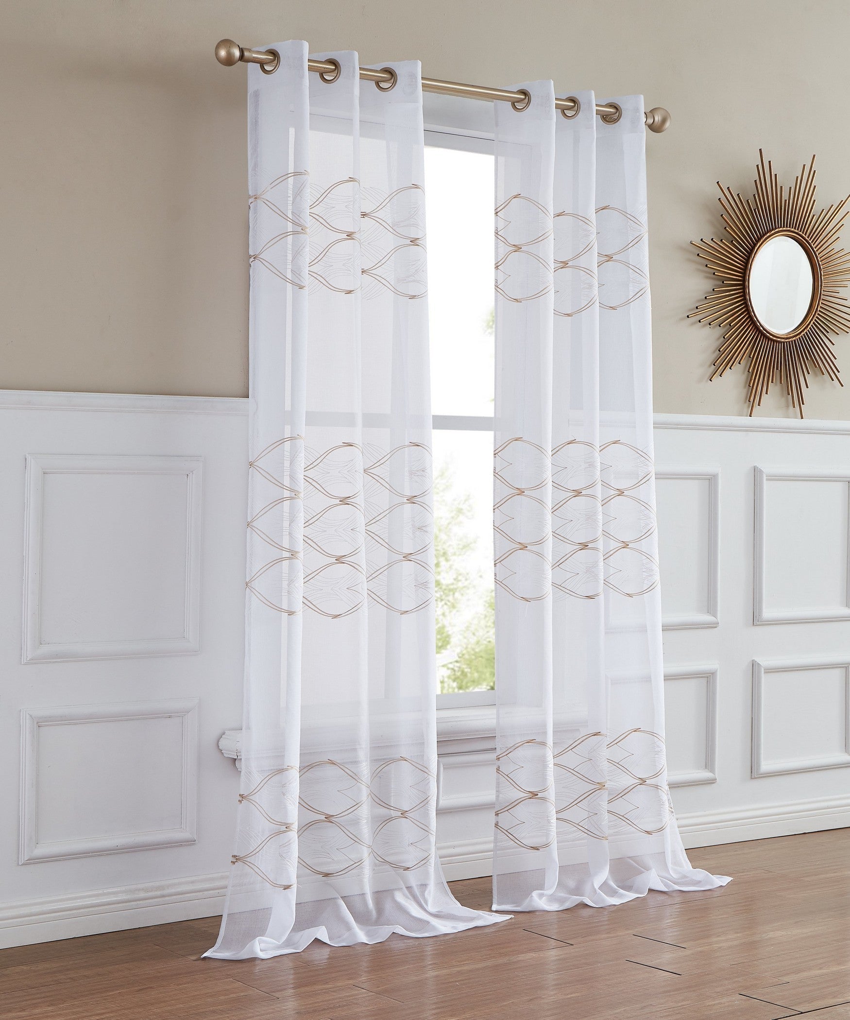  Dainty Home New Wave Curtain Panel Pair - Gold - Bonton