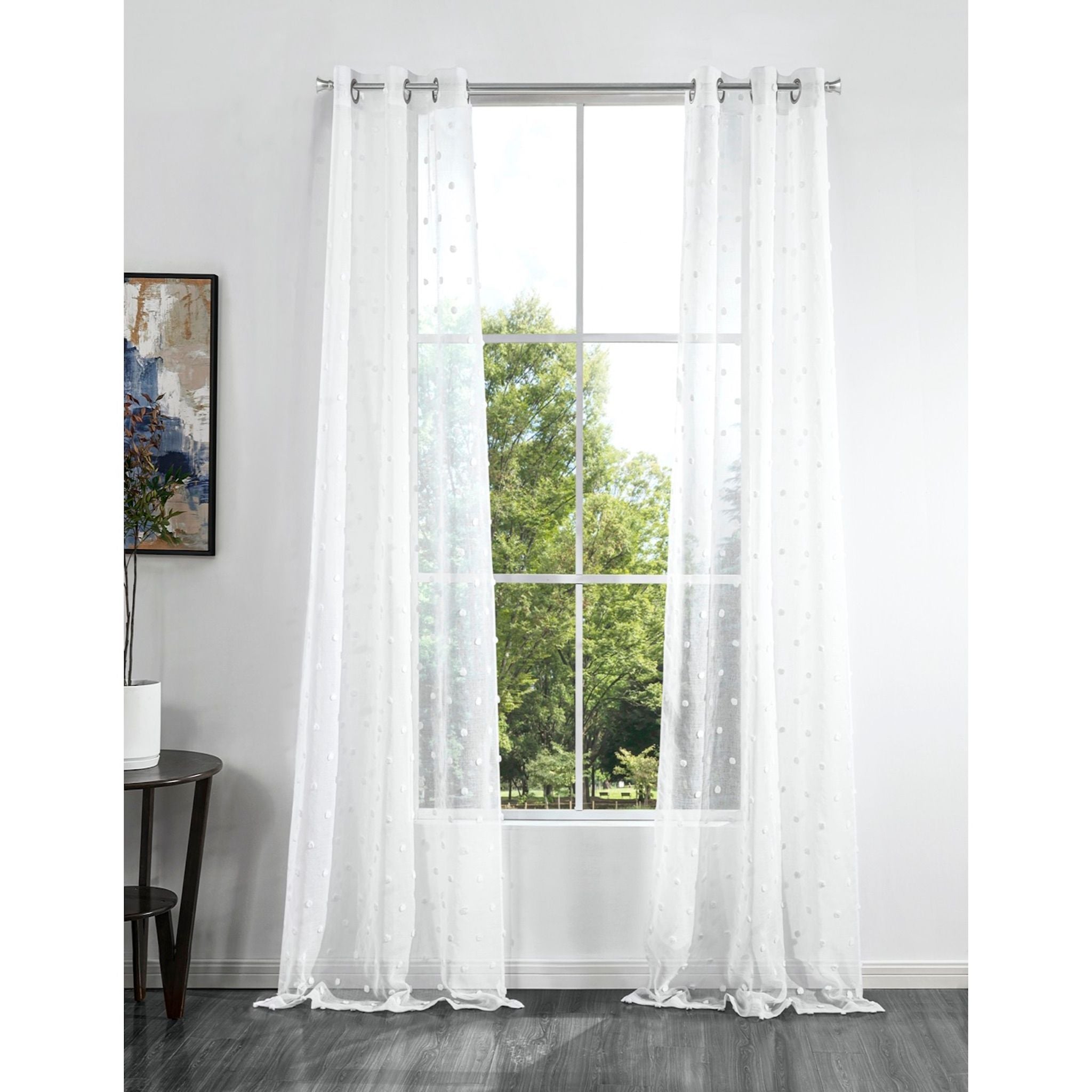  Dainty Home Snowball Curtain Panel Pair - White - Bonton