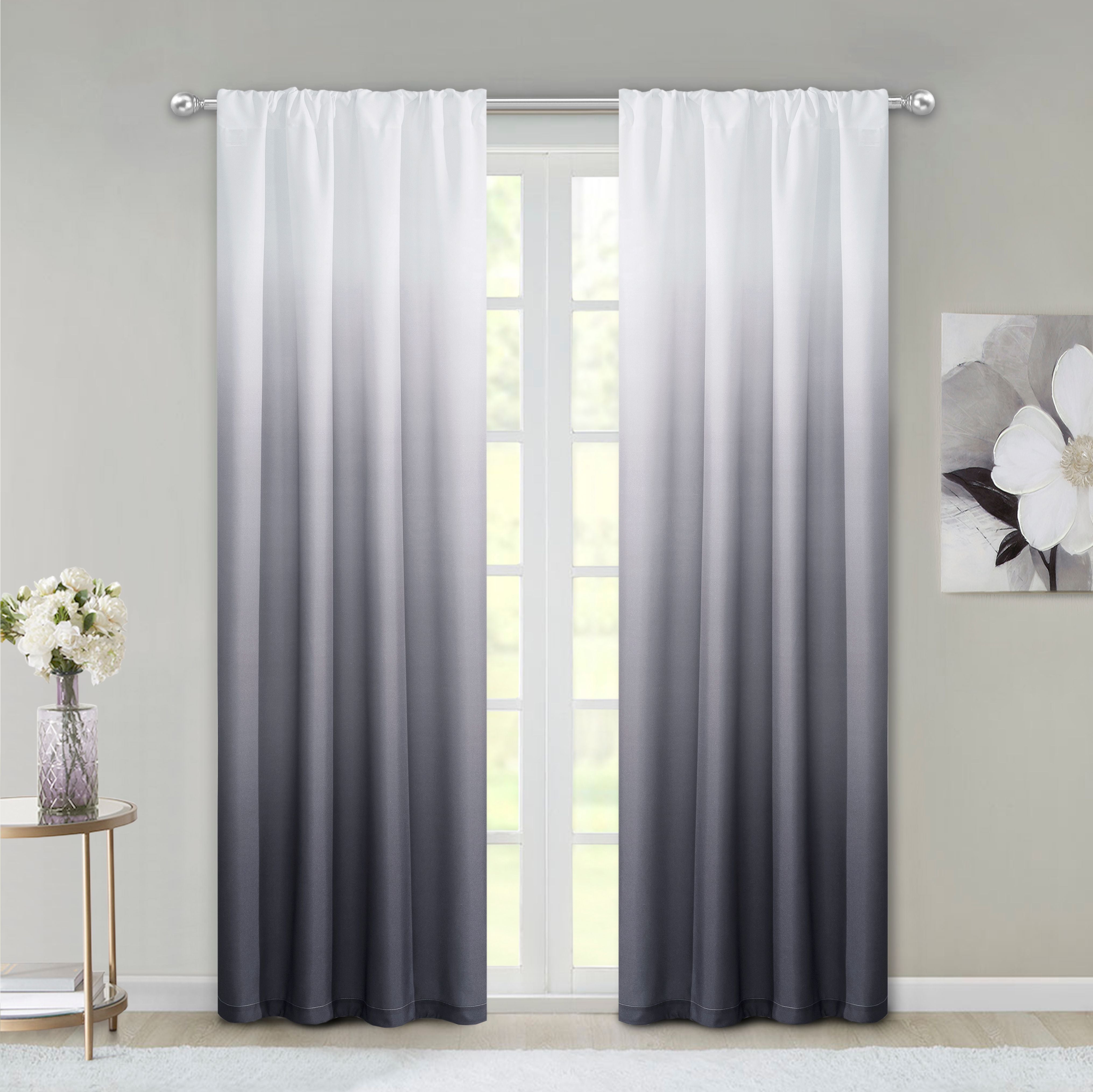  Dainty Home Shades Curtain Panel Pair - Black - Bonton