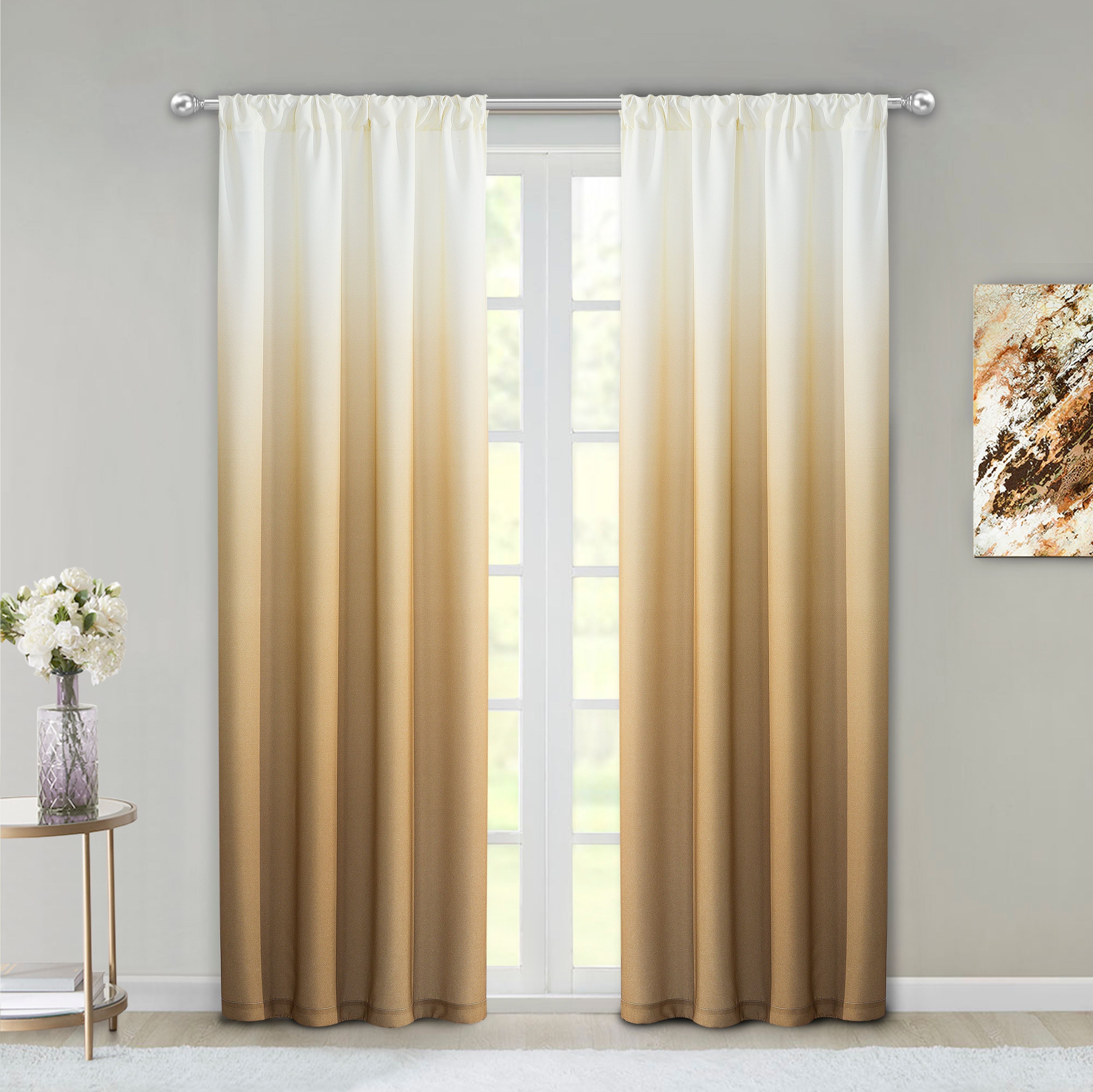  Dainty Home Shades Curtain Panel Pair - Gold - Bonton