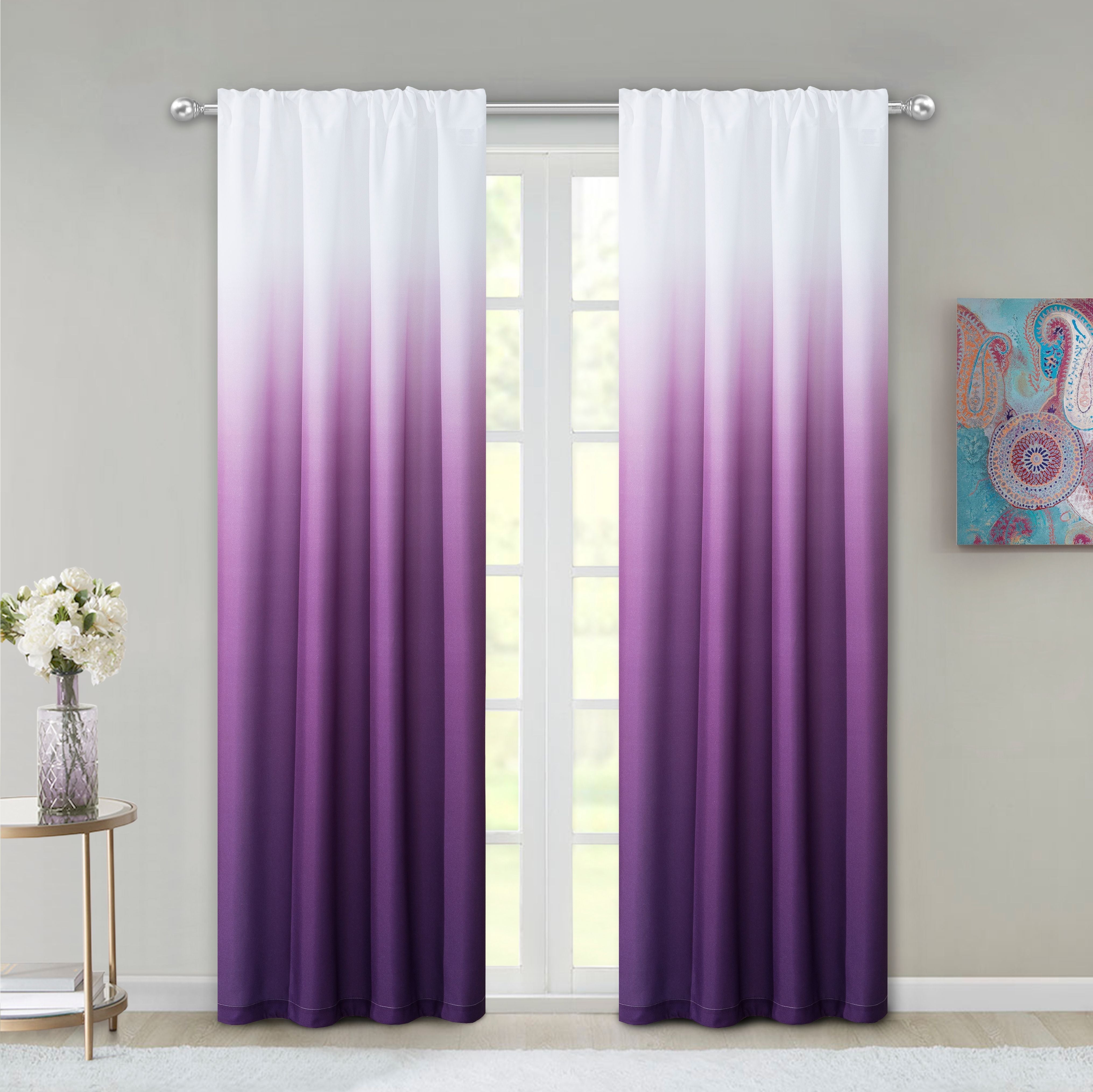  Dainty Home Shades Curtain Panel Pair - Purple - Bonton