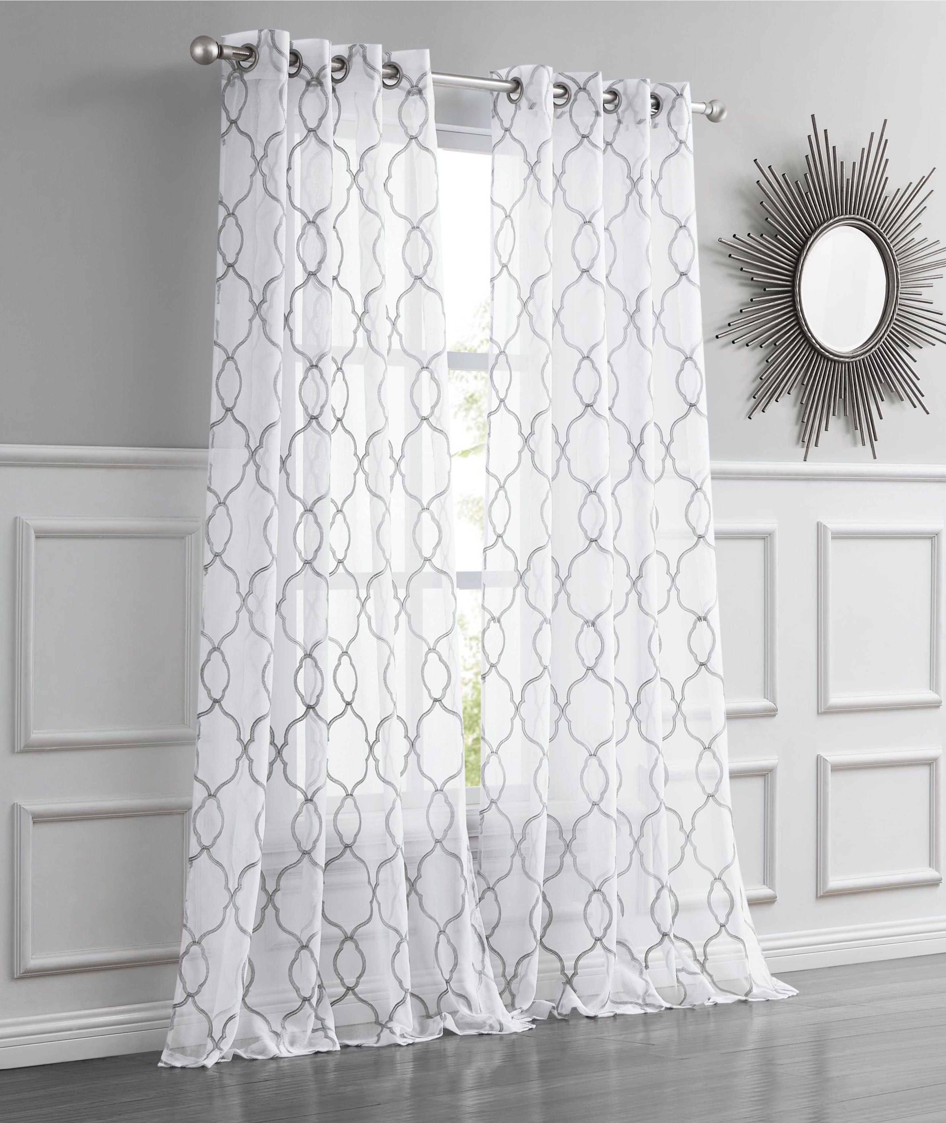  Dainty Home Springfield Curtain Panel - Silver - Bonton