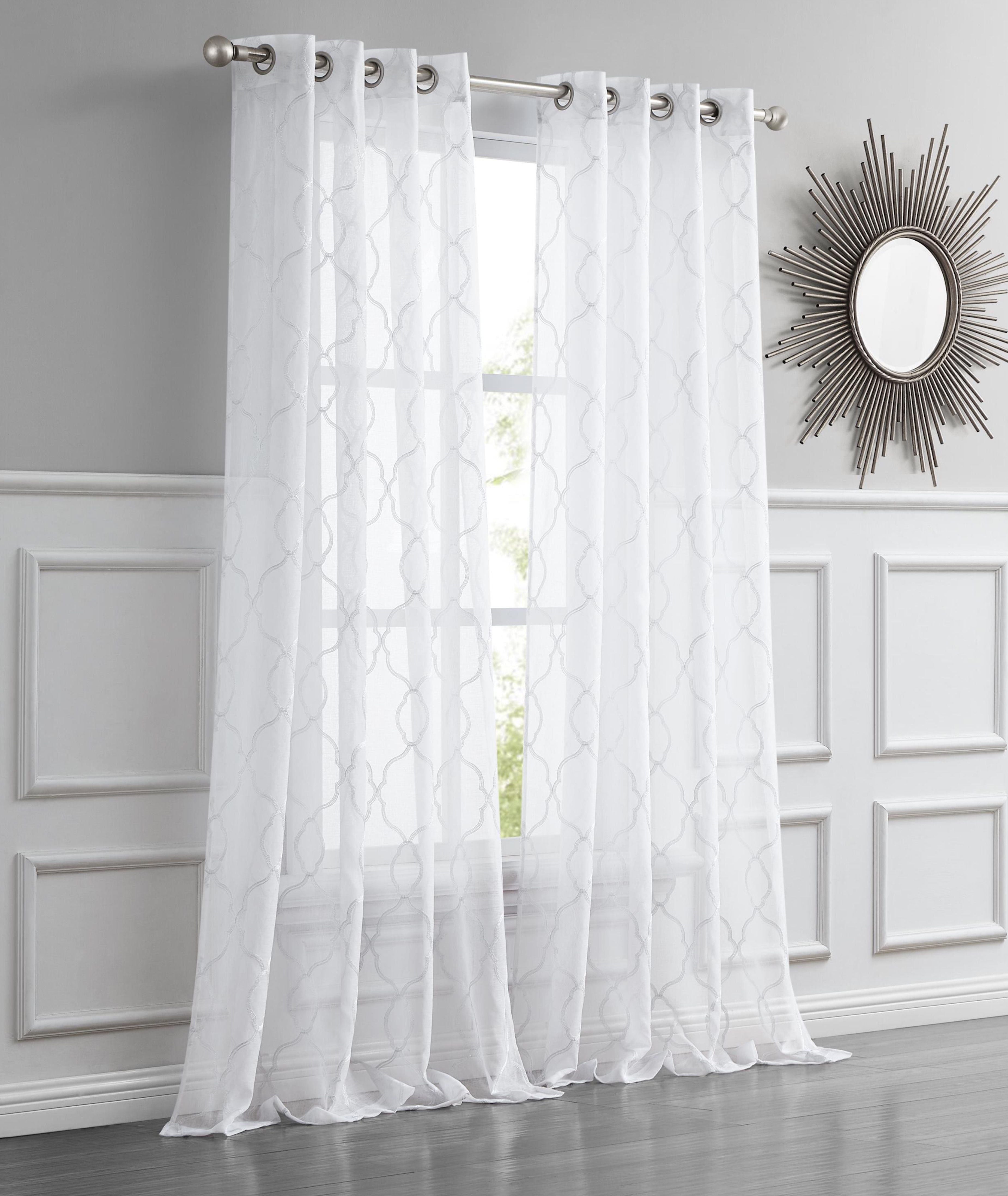  Dainty Home Springfield Curtain Panel - White - Bonton