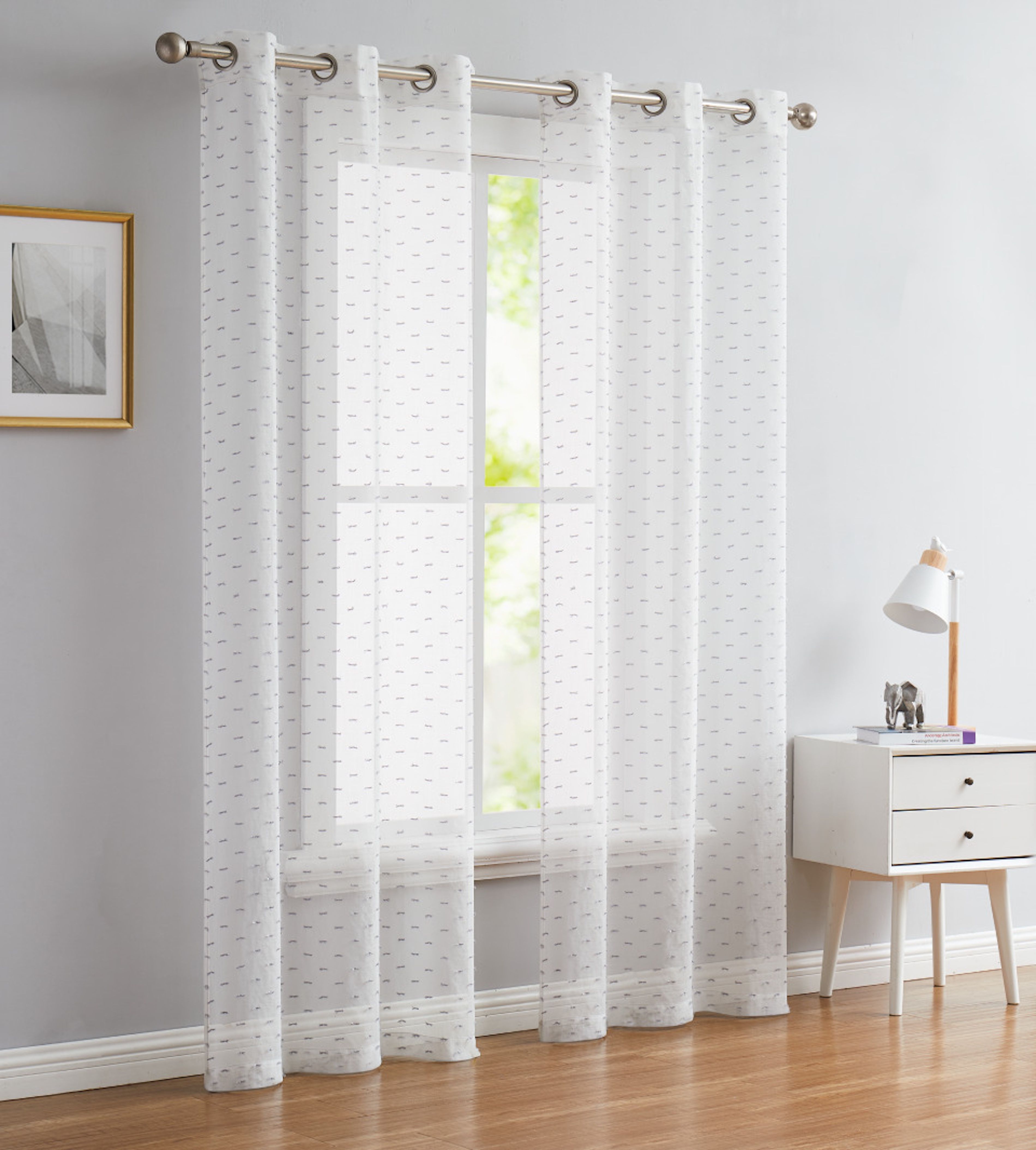  Dainty Home Sprinkles Curtain Panel Pair - Silver - Bonton