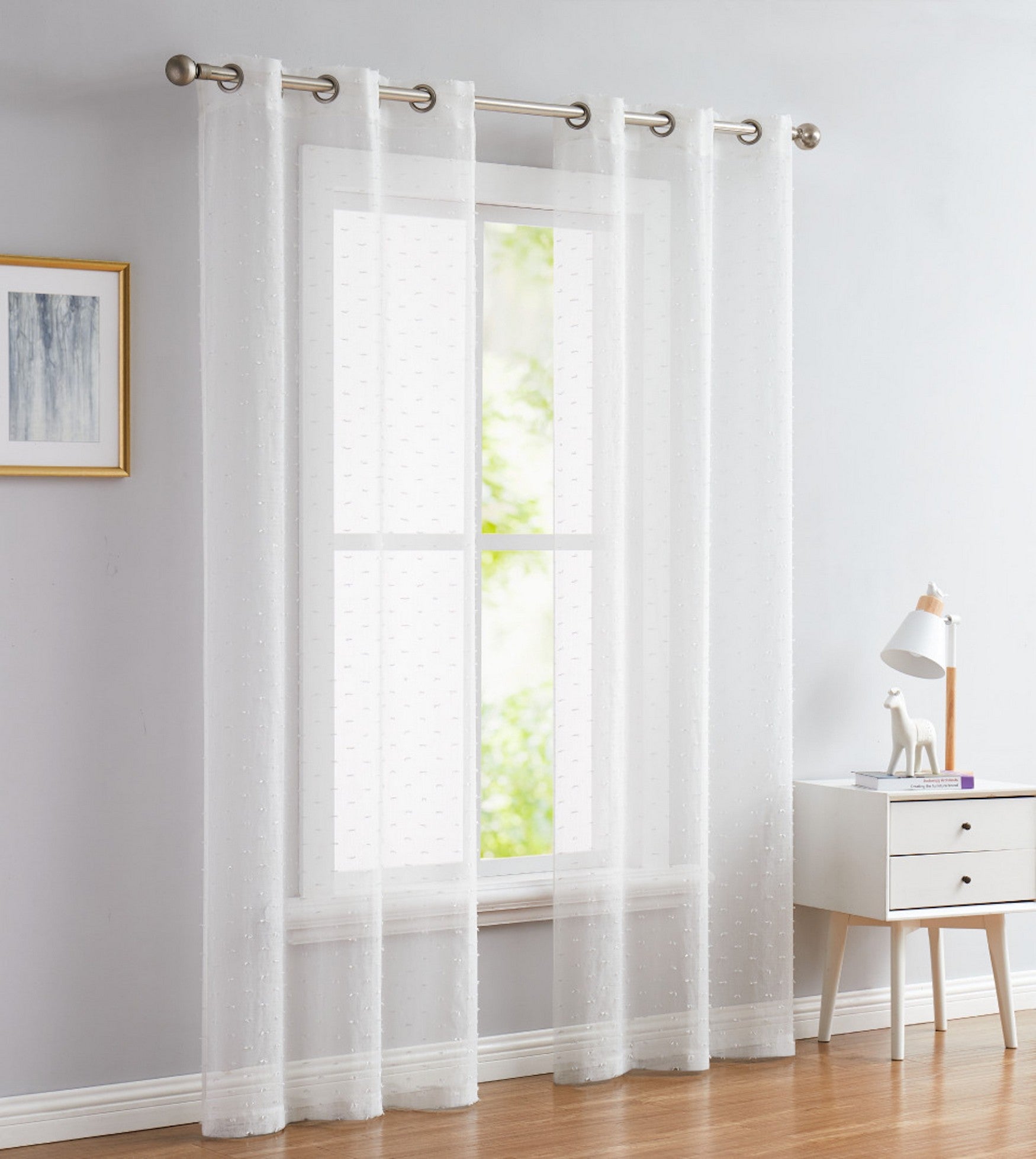  Dainty Home Sprinkles Curtain Panel Pair - White - Bonton