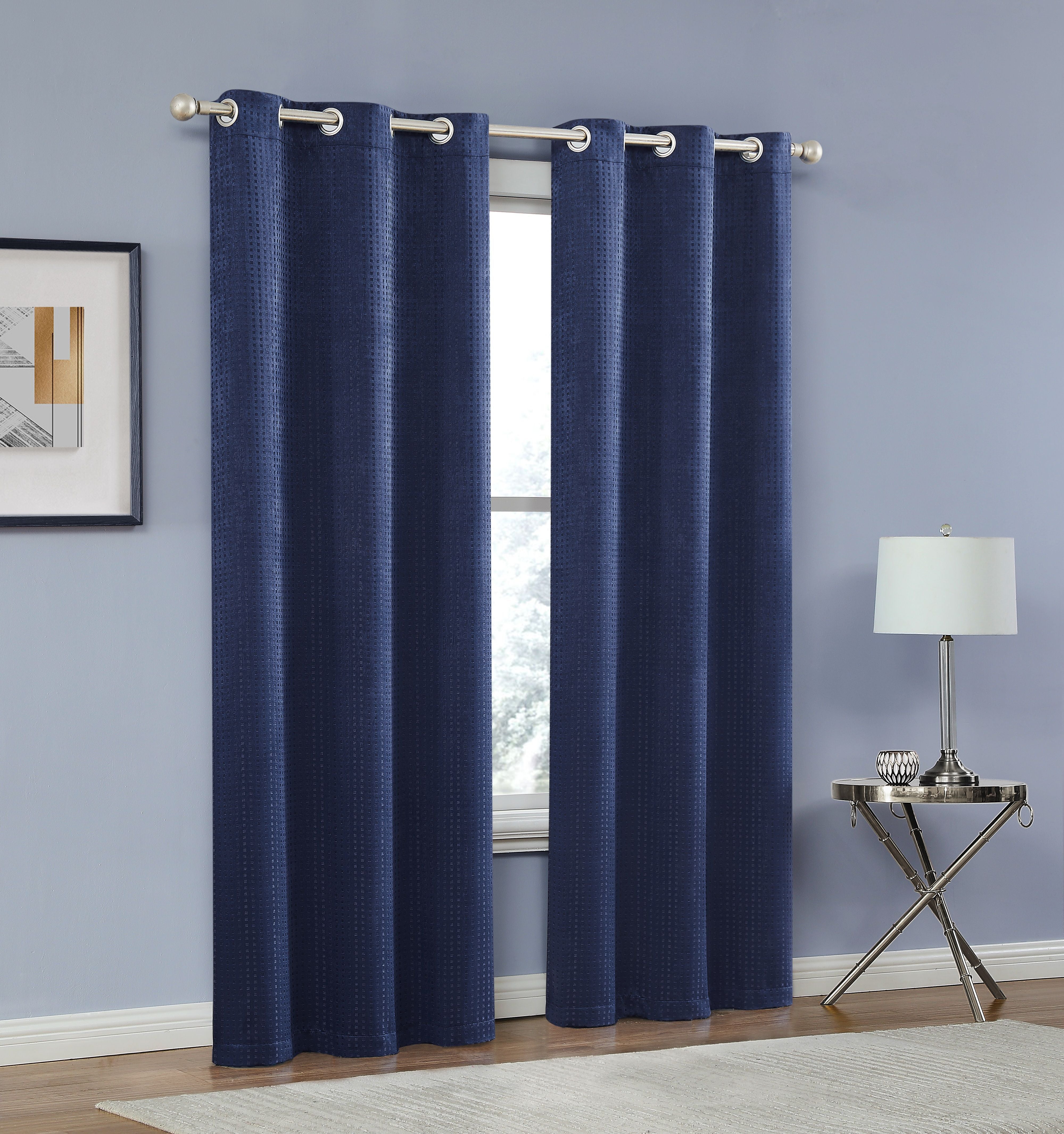  Dainty Home Times Square Curtain Panel Pair - Marine - Bonton