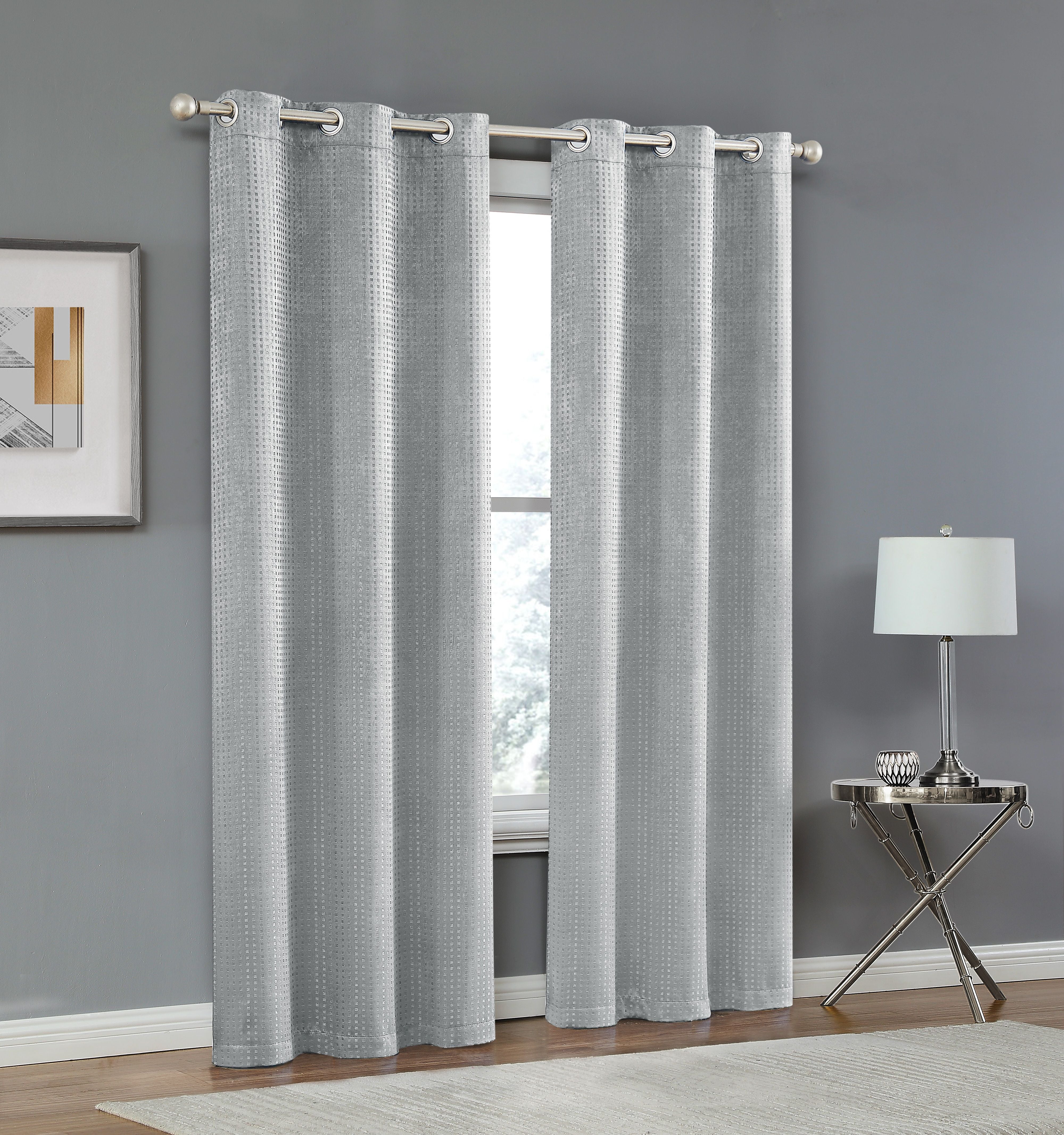  Dainty Home Times Square Curtain Panel Pair - Silver - Bonton