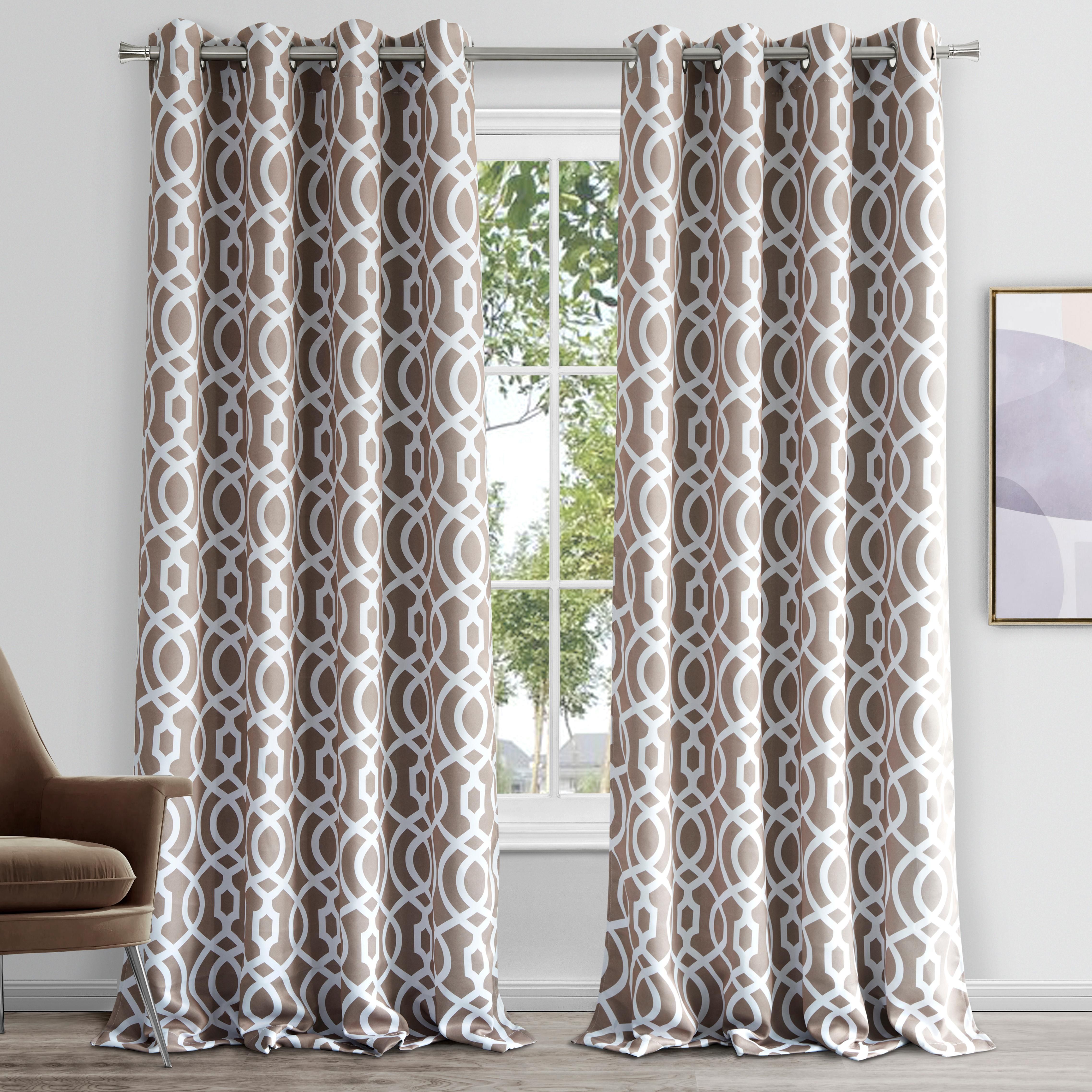  Dainty Home Trellis Blackout Curtain Panel - Taupe - Bonton