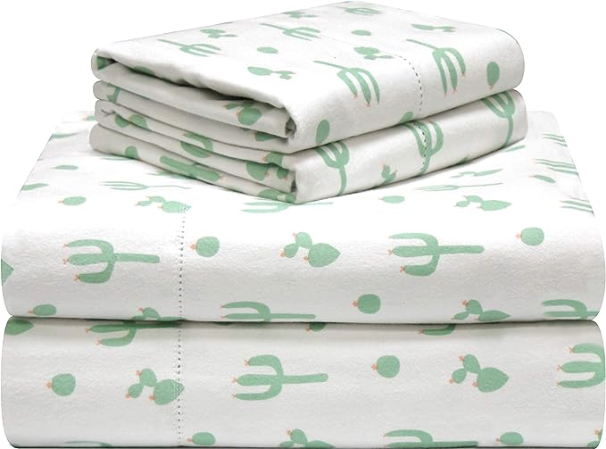  Pointehaven Fun Print Flannel Sheet Sets - Cactus - Cactus - Bonton