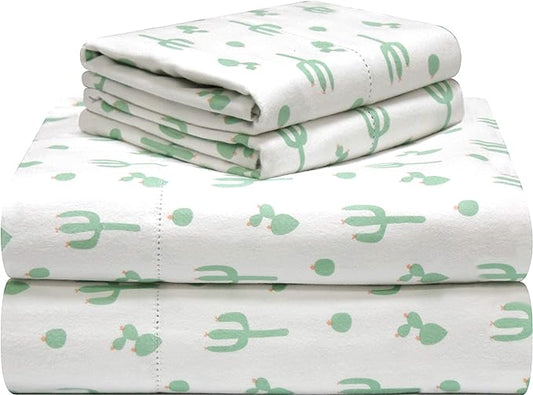 Fun Print Flannel Sheet Sets - Cactus