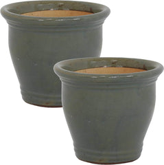 Studio UV and Frost-Resistant Ceramic Planter with Drainage Holes Set of 2