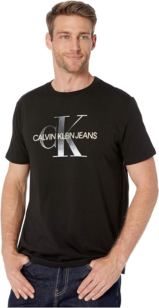  Calvin Klein Short Sleeves Gradient Monogram Tee - Black Beauty - Bonton