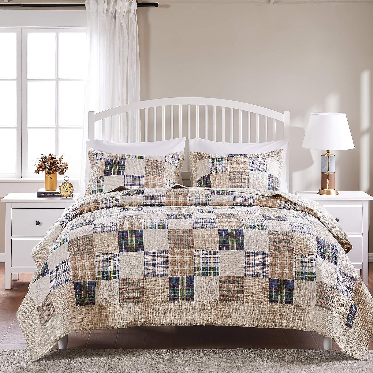  Greenland Home Fashions Oxford Reversible Quilt Set - Multi - Bonton