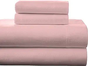  Pointehaven Solid & Print Flannel Sheet Sets - Rose Quartz - Rose Quartz - Bonton