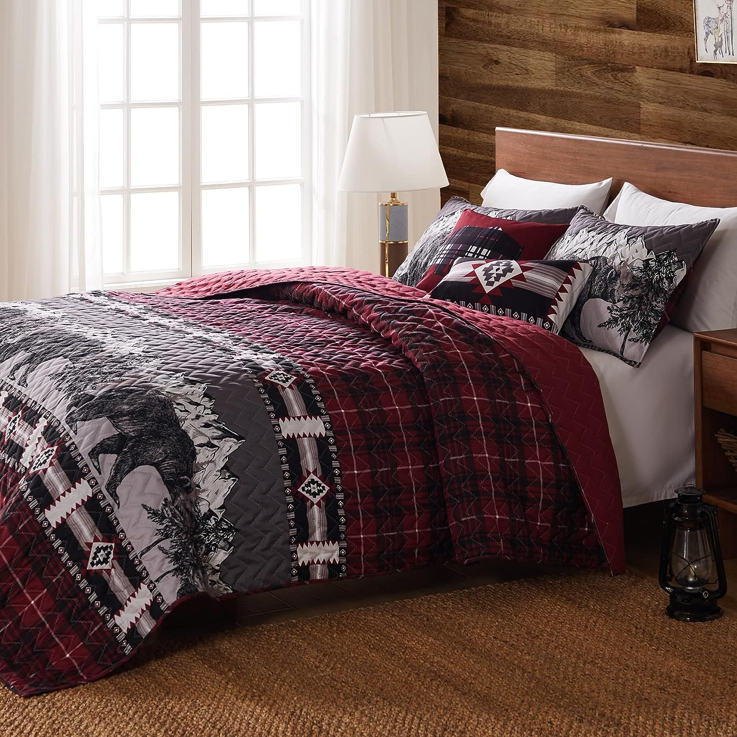  Greenland Home Fashions Timberline Great Outdoors Quilt Set - Red - Bonton