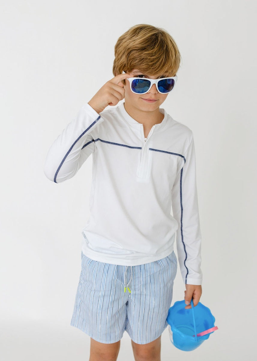  Cabana Life Boys White Sport Zip Top - 5 - Bonton