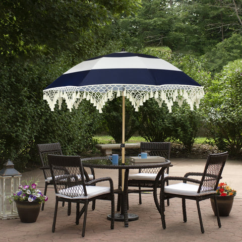 Striped Outdoor Tilting Beach Market Umbrella - 6.5' - Blue and White