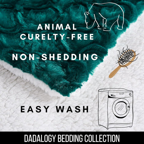 DaDa Bedding Mermaid Scales Emerald Green Blue w/ Sherpa Backside Faux Fur Throw Blanket (BL-171805) by DaDa Bedding Collection