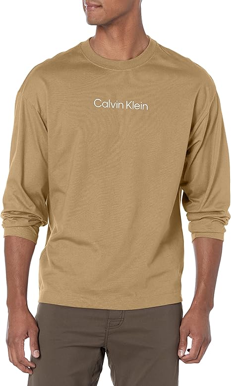  Calvin Klein Long Sleeves Relaxed Stencil Crewneck Sweatshirt - Tigers Eye - Bonton