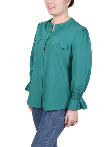 Long Sleeve Y Neck Blouse