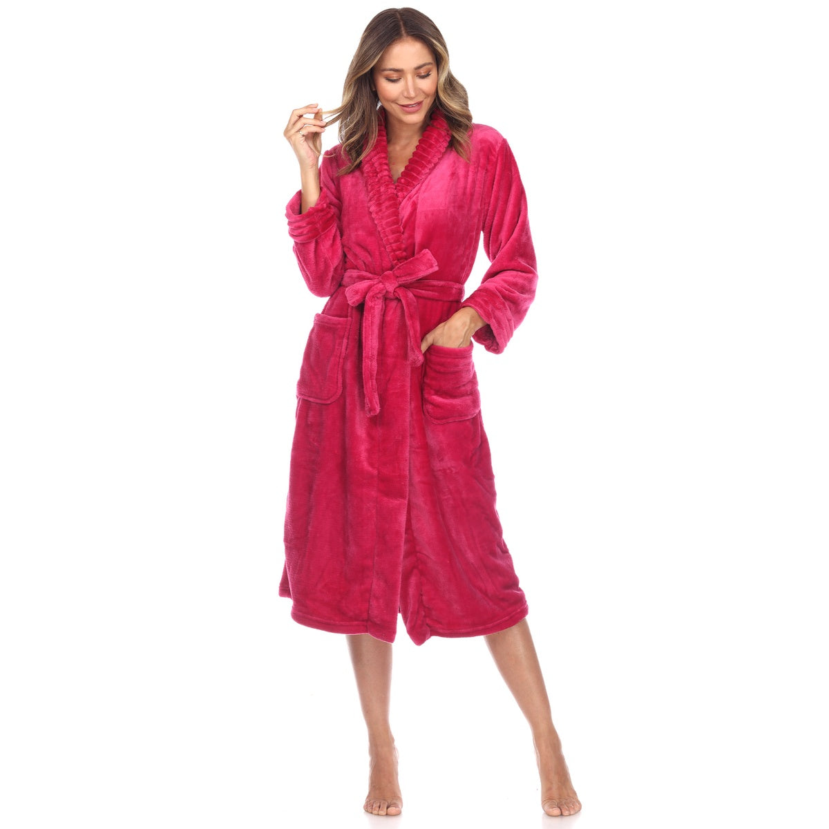  White Mark Women's Cozy Lounge Robe - S/M - Bonton