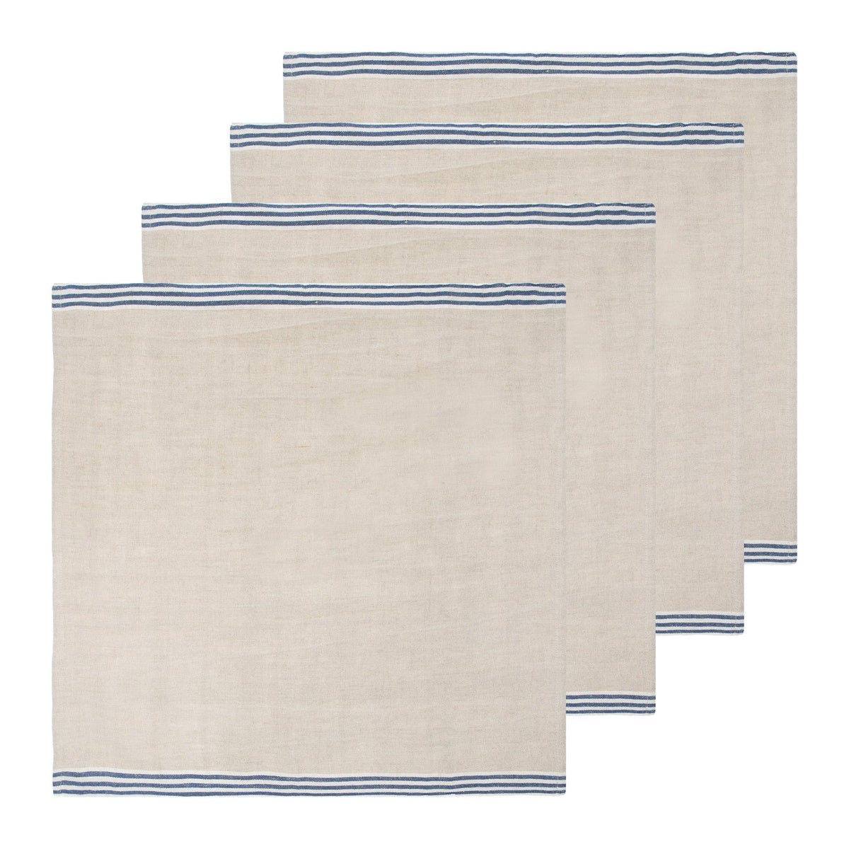  Caravan Alsace Natural Napkins 20x20 - Set of 4 - Natural & Blue - Bonton