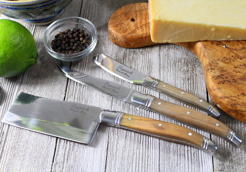 3 Piece Laguiole Connoisseur Olive Wood Cheese Set