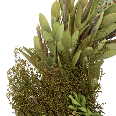 Cedar  Succulent and Day Grass Artificial Spring Wreath  Green -14-Inch