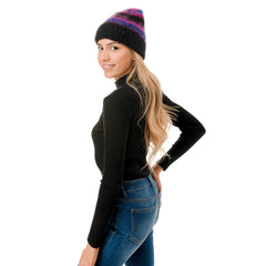 Stripe Fuzzy Hair Beanie