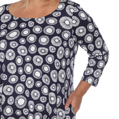 Plus Size Printed Geometric Circle Tunic Top