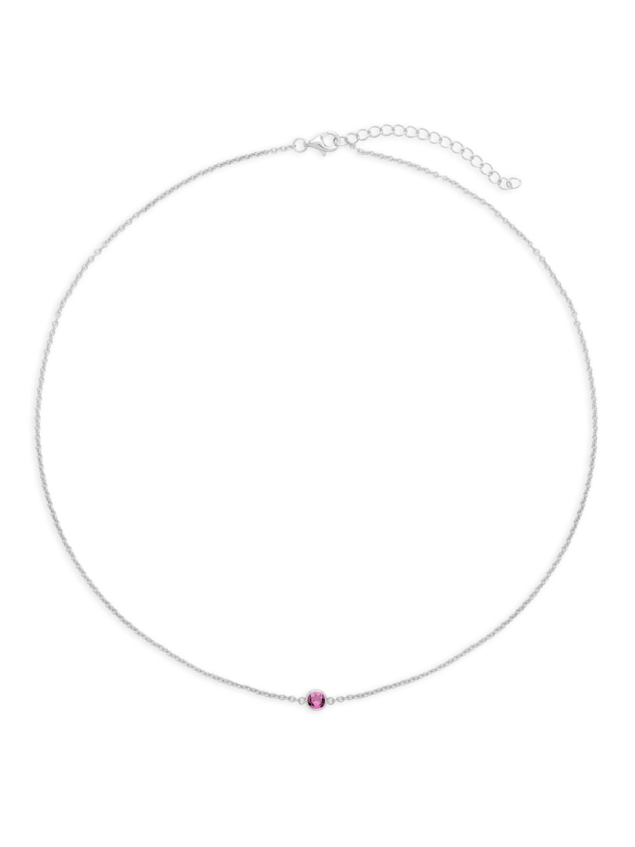  Relativity Floating Bezel Sterling Silver Birthstone Necklace - Violet - Bonton