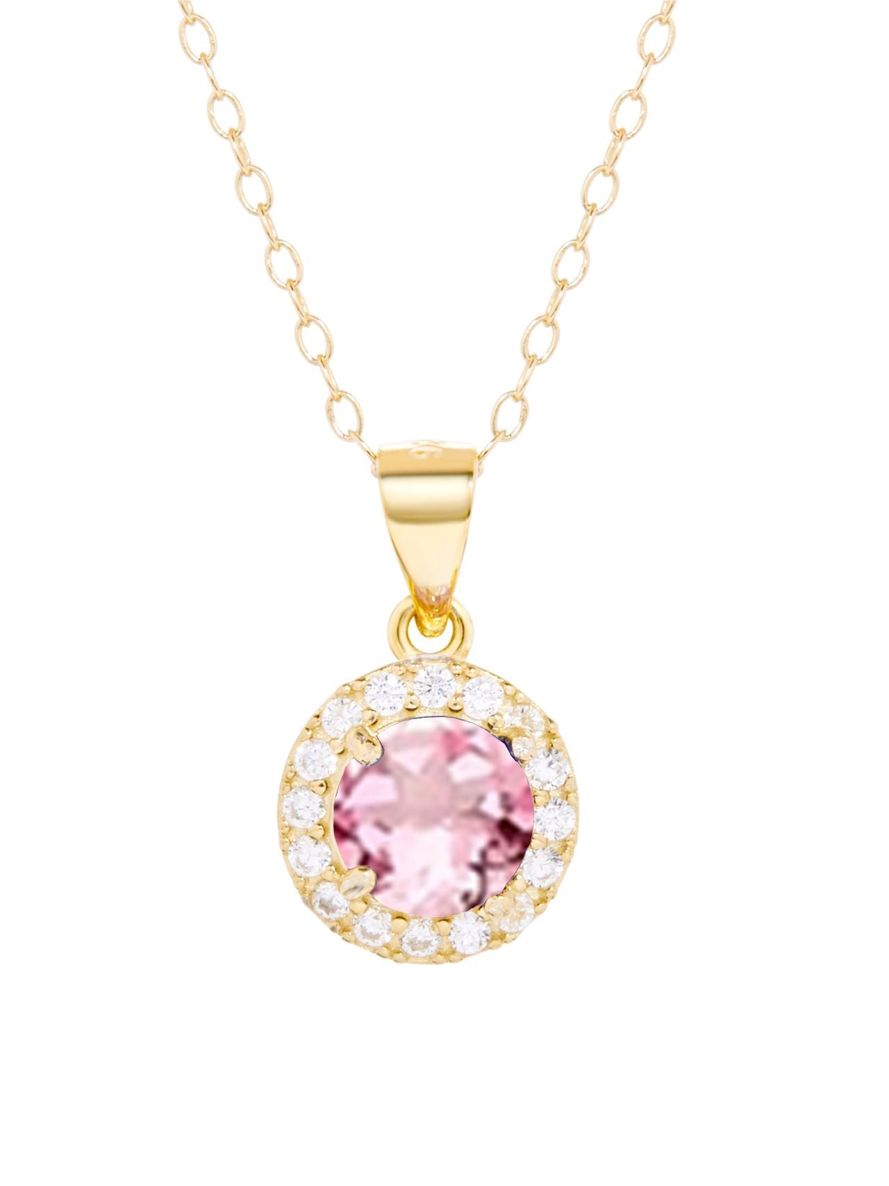  Relativity Gold Plated Silver Halo Birthstone Necklace - Opal - Bonton