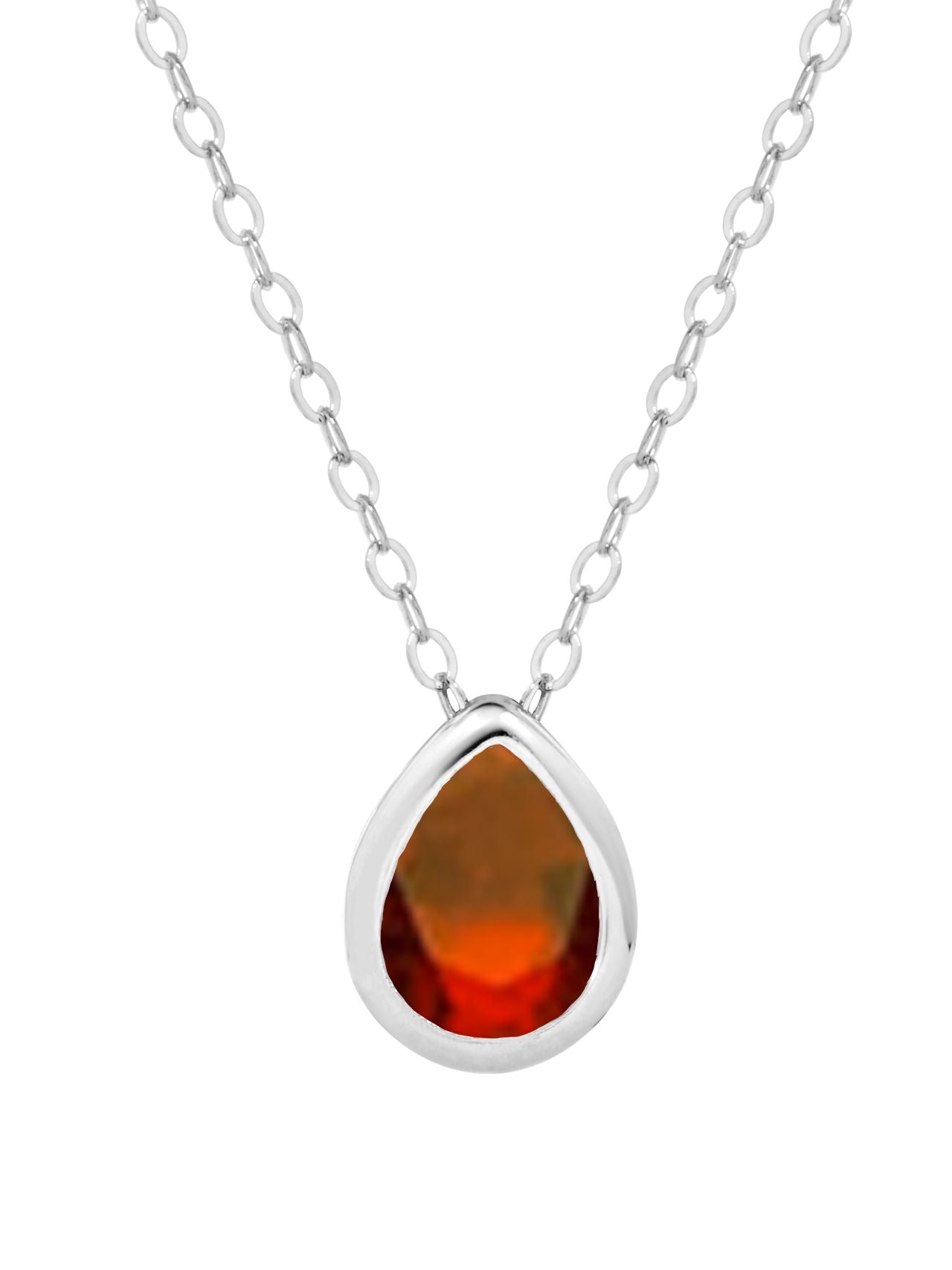  Relativity Pear Cut Sterling Silver Birthstone Necklace - Burgundy - Bonton