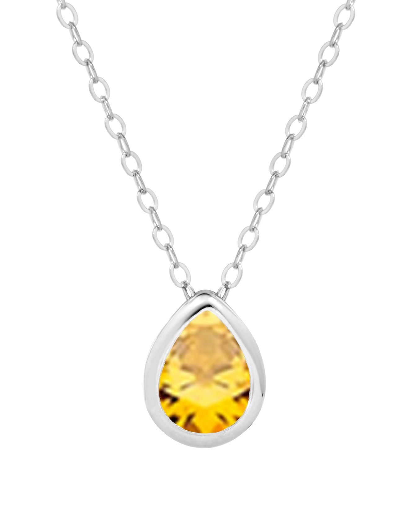  Relativity Pear Cut Sterling Silver Birthstone Necklace - Yellow - Bonton