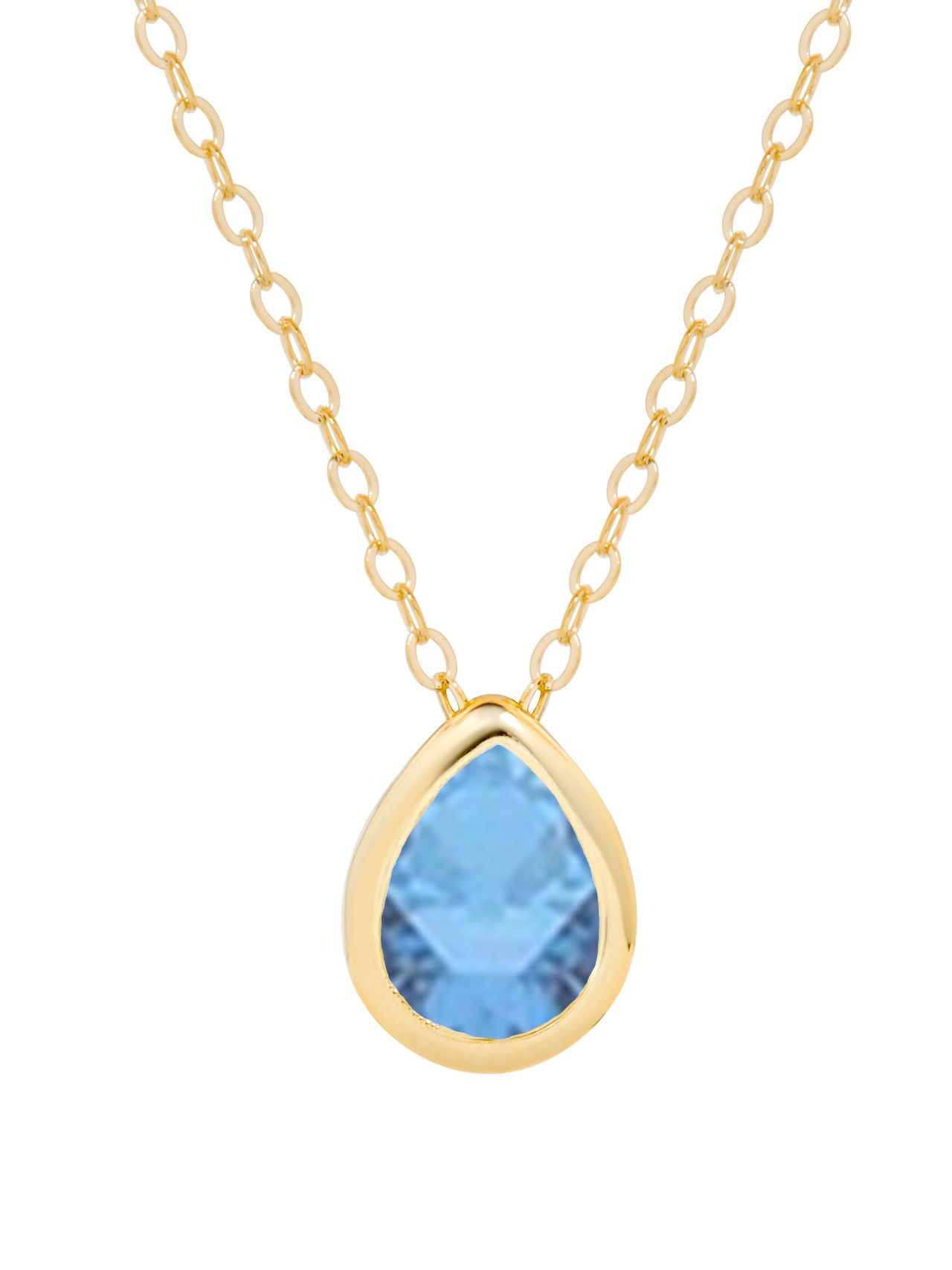  Relativity Gold Plated Pear Cut Birthstone Necklace - Blue - Bonton